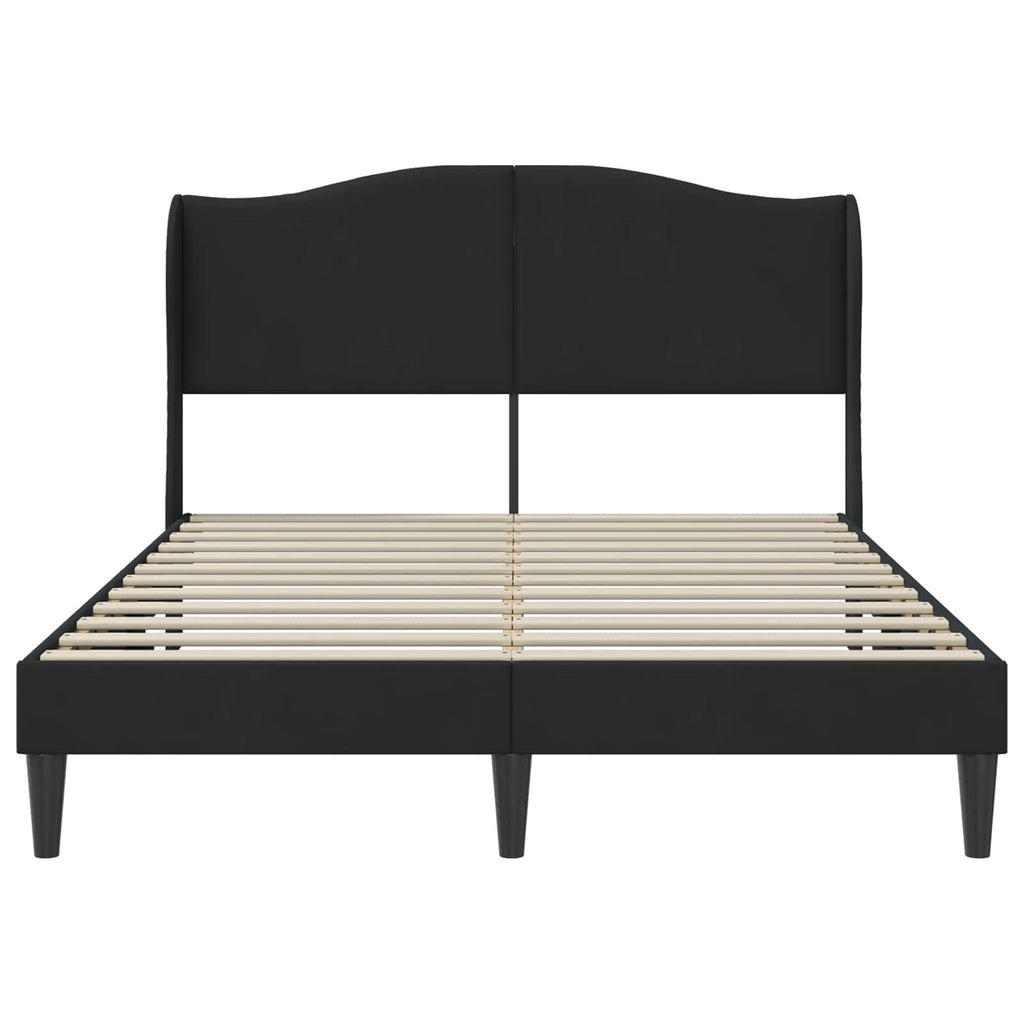 vidaXL Ramka łóżka Z zagłówkiem Czarny 140 x 190 cm Welur