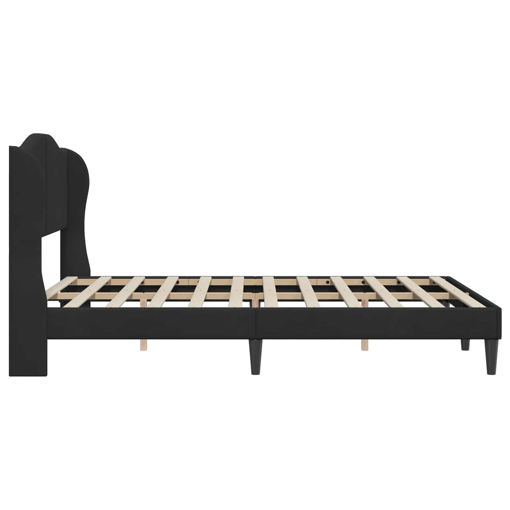 vidaXL Ramka łóżka Z zagłówkiem Czarny 140 x 190 cm Welur
