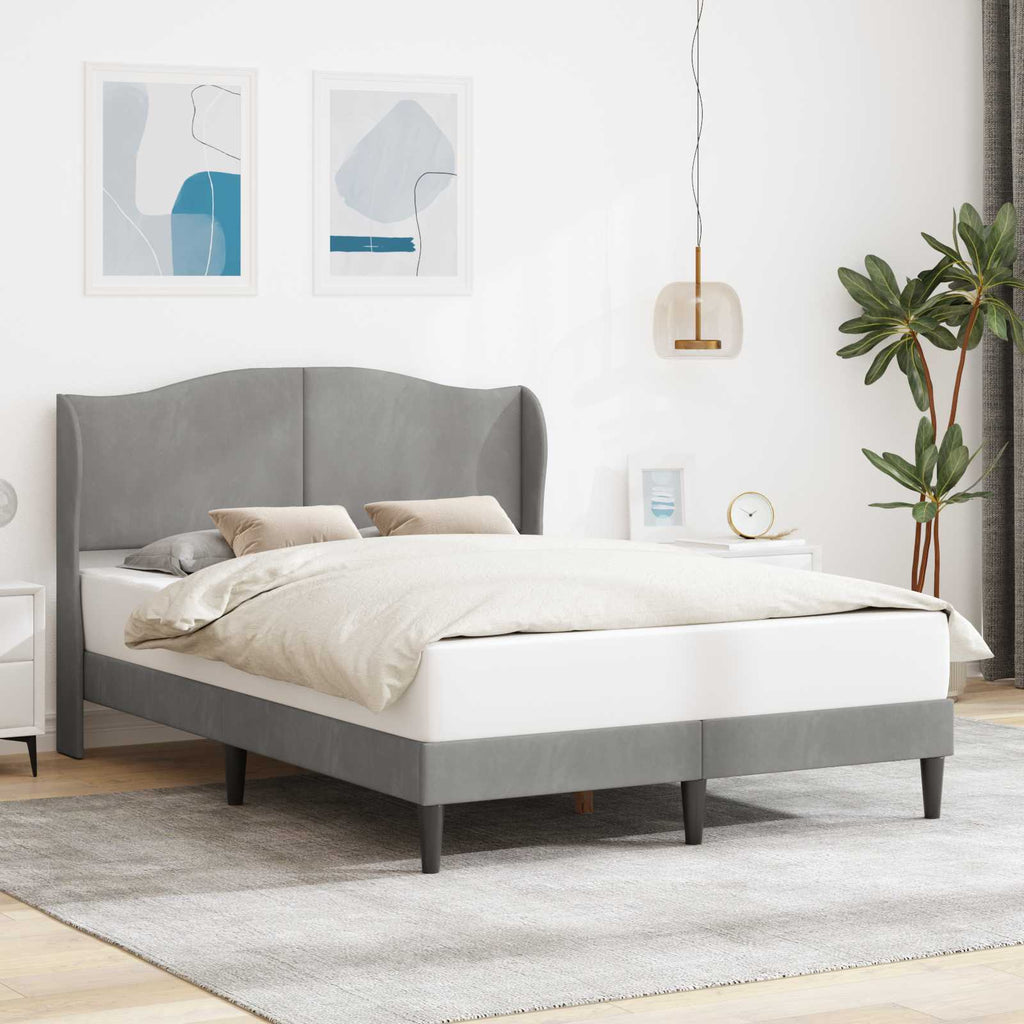 vidaXL Ramka łóżka Z zagłówkiem jasnoszary 160 x 200 cm Welur