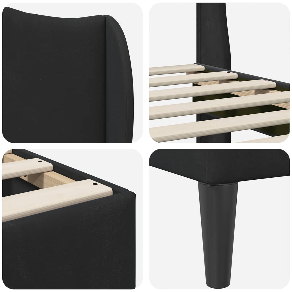 vidaXL Ramka łóżka Z zagłówkiem Czarny 160 x 200 cm Welur