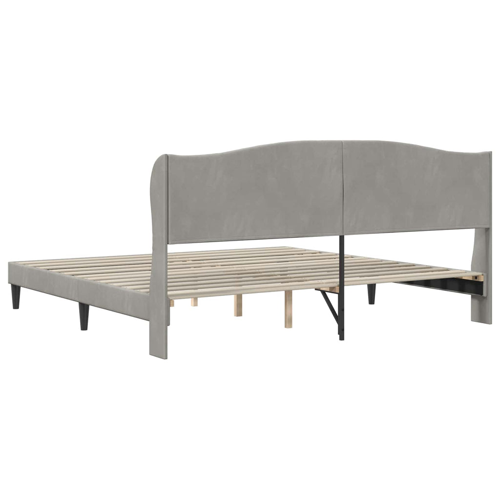vidaXL Ramka łóżka Z zagłówkiem jasnoszary 180 x 200 cm Welur