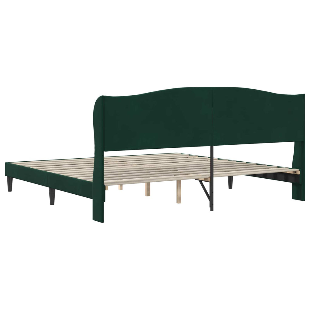 vidaXL Ramka łóżka Z zagłówkiem Ciemnozielony 180 x 200 cm Welur