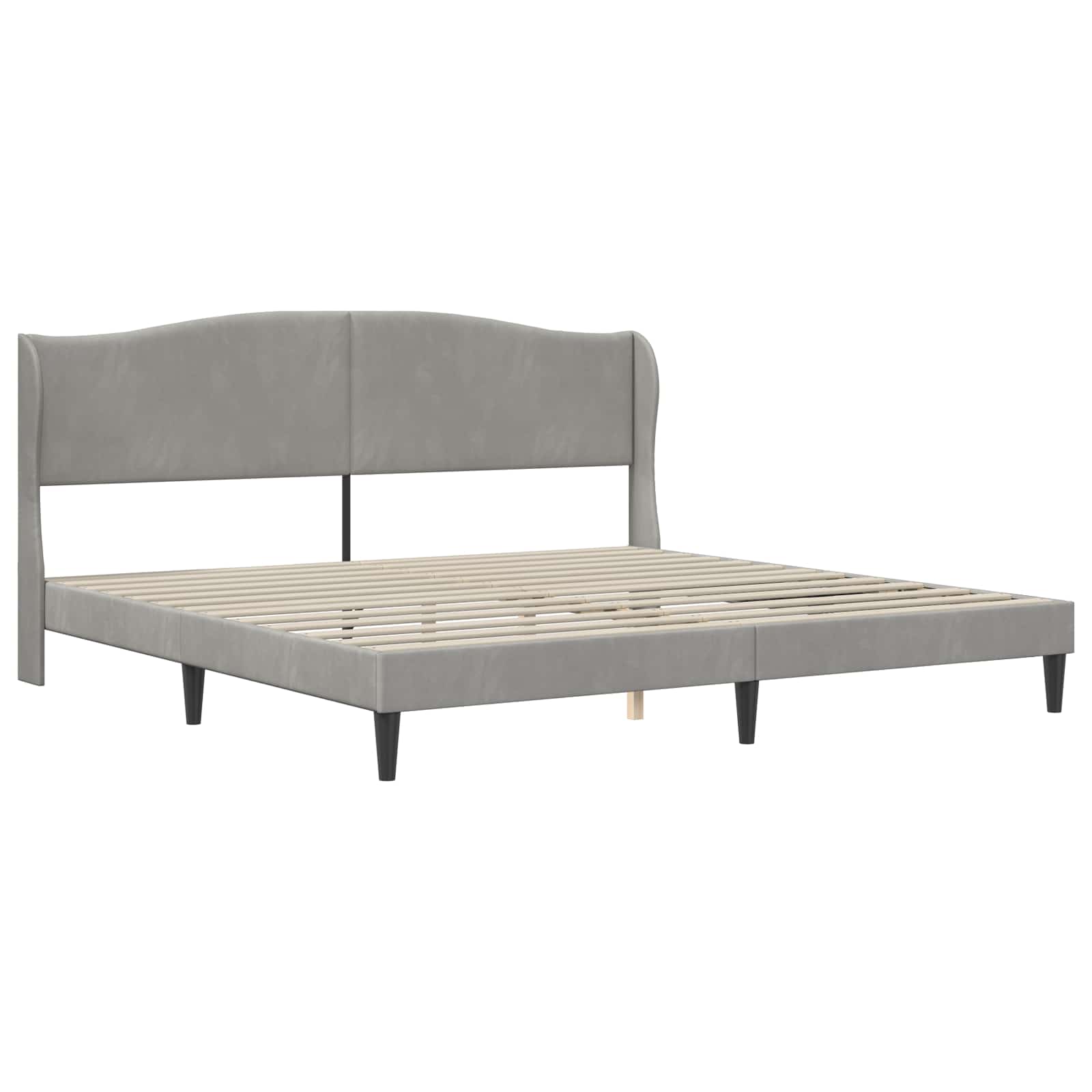 vidaXL Ramka łóżka Z zagłówkiem jasnoszary 200 x 200 cm Welur