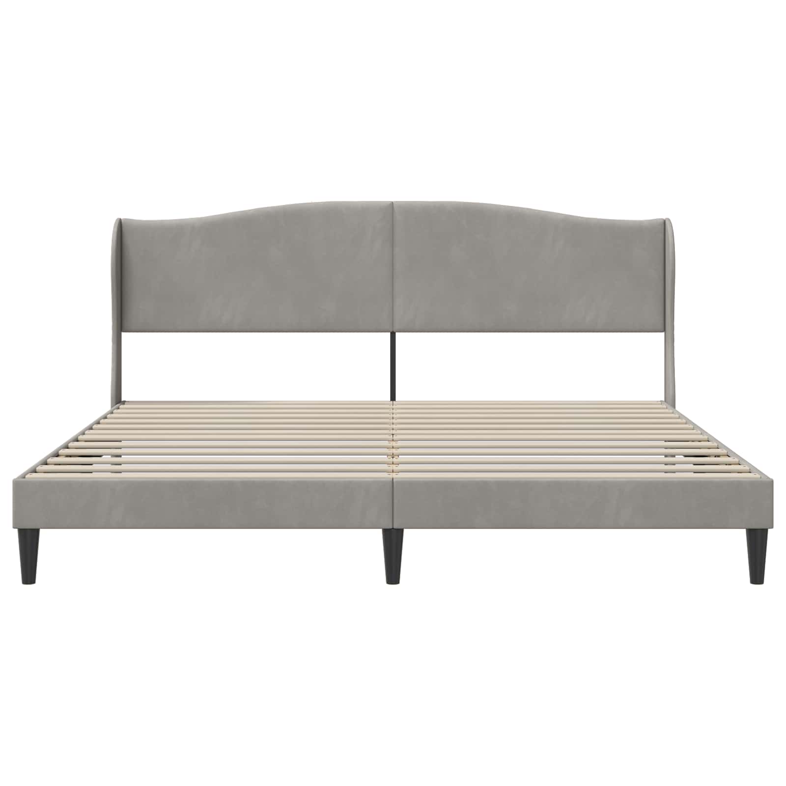 vidaXL Ramka łóżka Z zagłówkiem jasnoszary 200 x 200 cm Welur