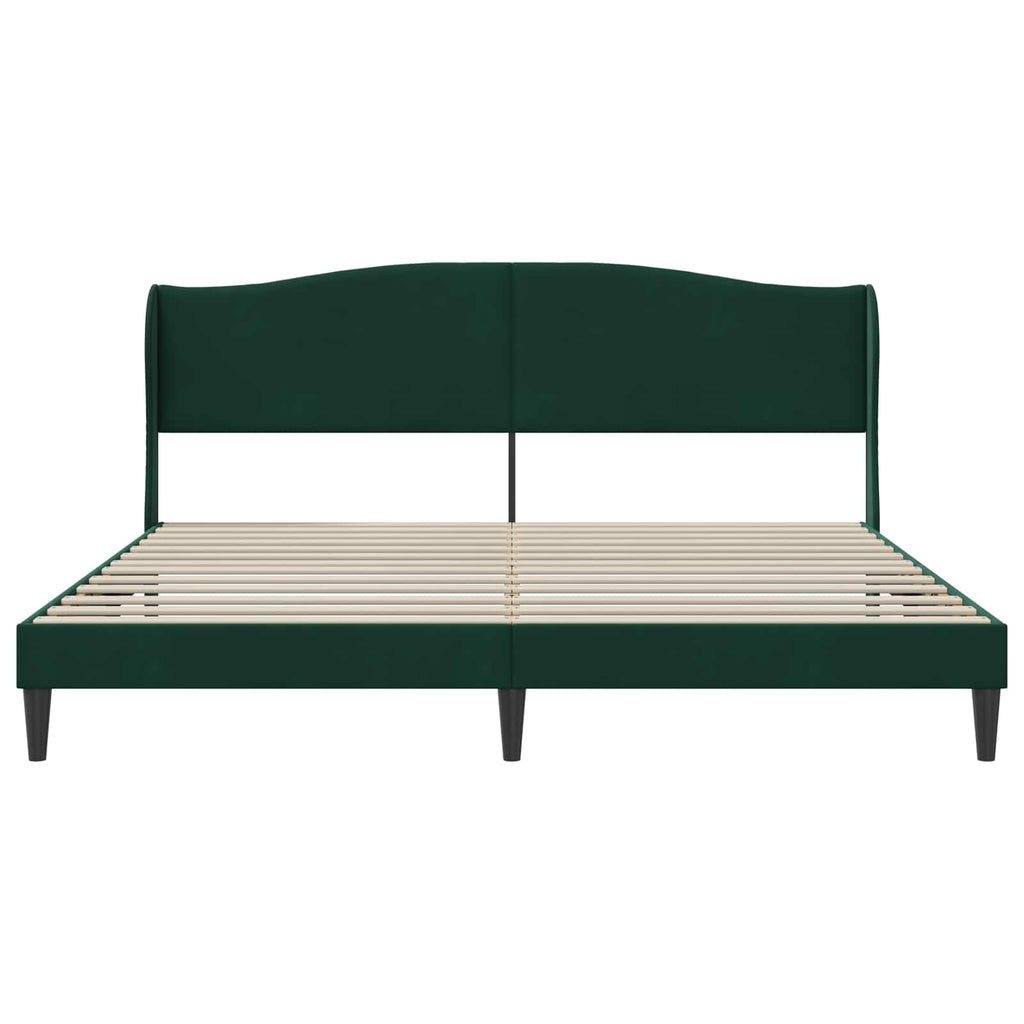 vidaXL Ramka łóżka Z zagłówkiem Ciemnozielony 200 x 200 cm Welur
