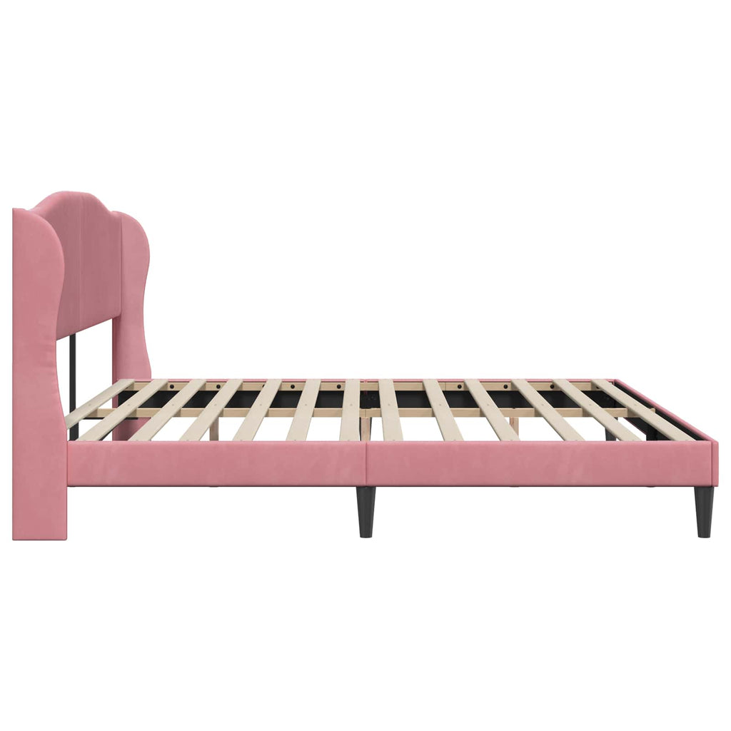 vidaXL Ramka łóżka Z zagłówkiem różowy 200 x 200 cm Welur
