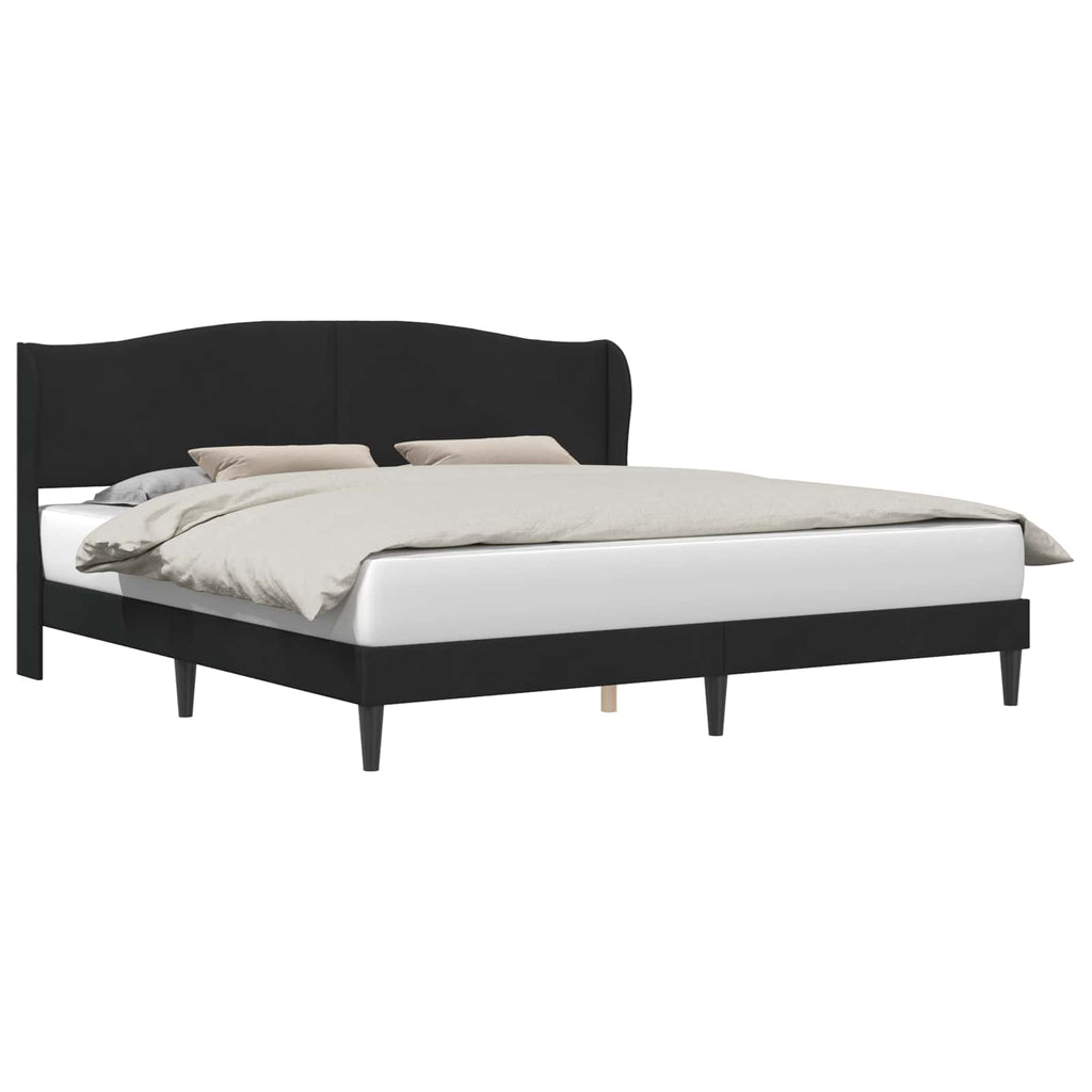 vidaXL Ramka łóżka Z zagłówkiem Czarny 200 x 200 cm Welur