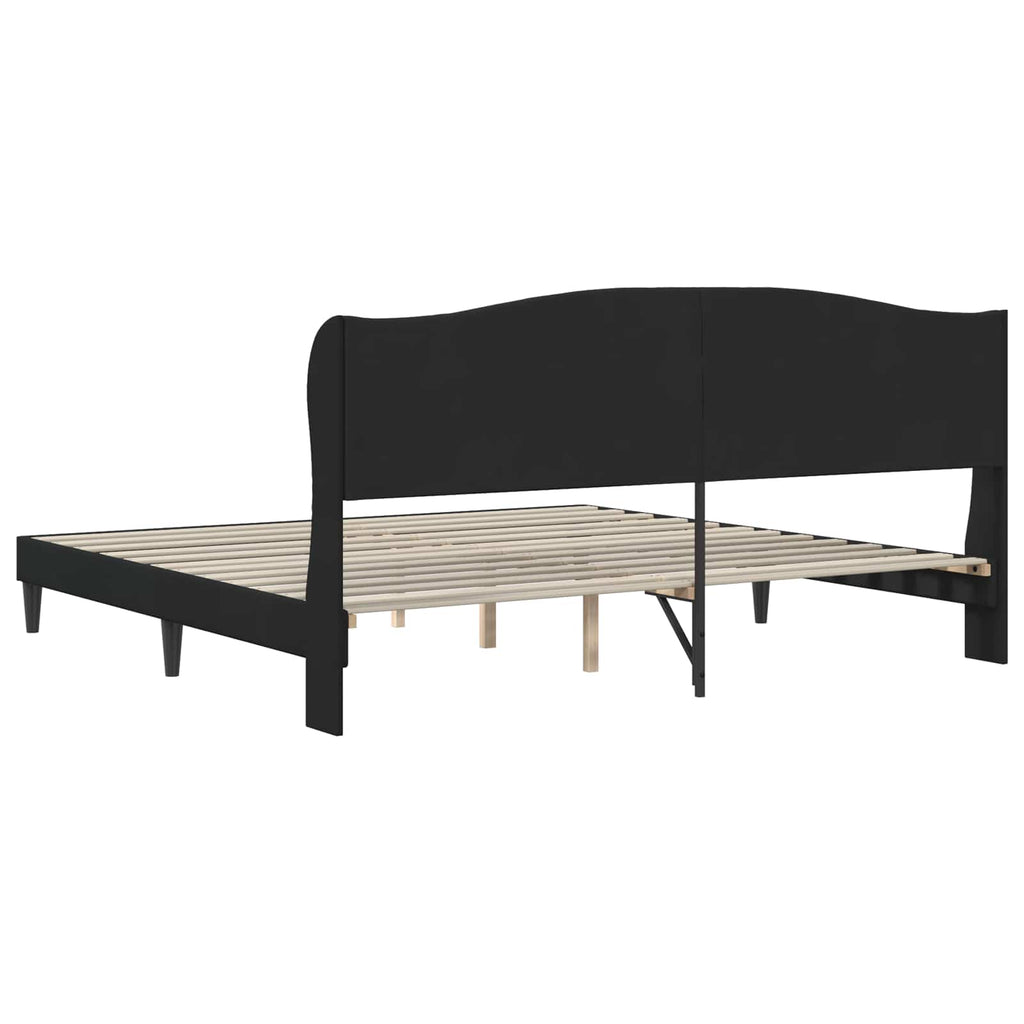 vidaXL Ramka łóżka Z zagłówkiem Czarny 200 x 200 cm Welur