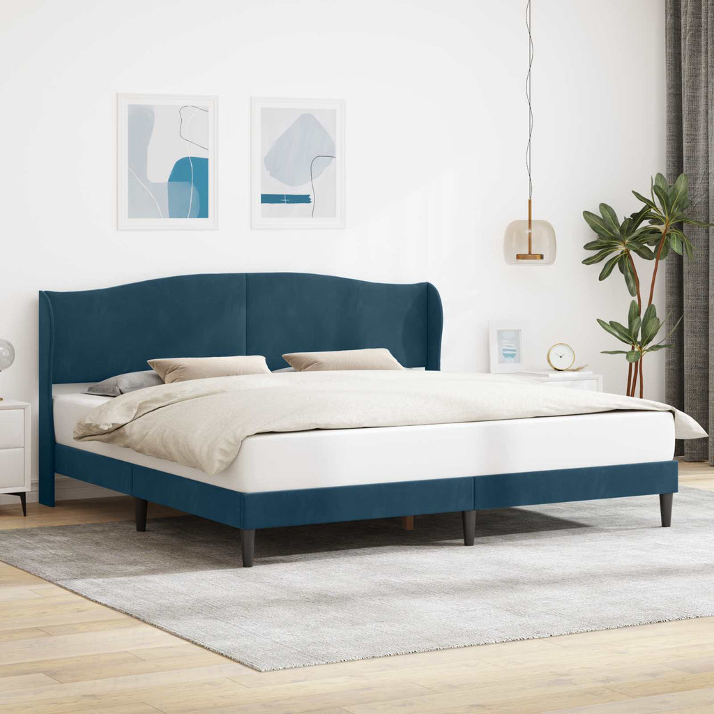 vidaXL Ramka łóżka Z zagłówkiem niebieski 200 x 200 cm Welur