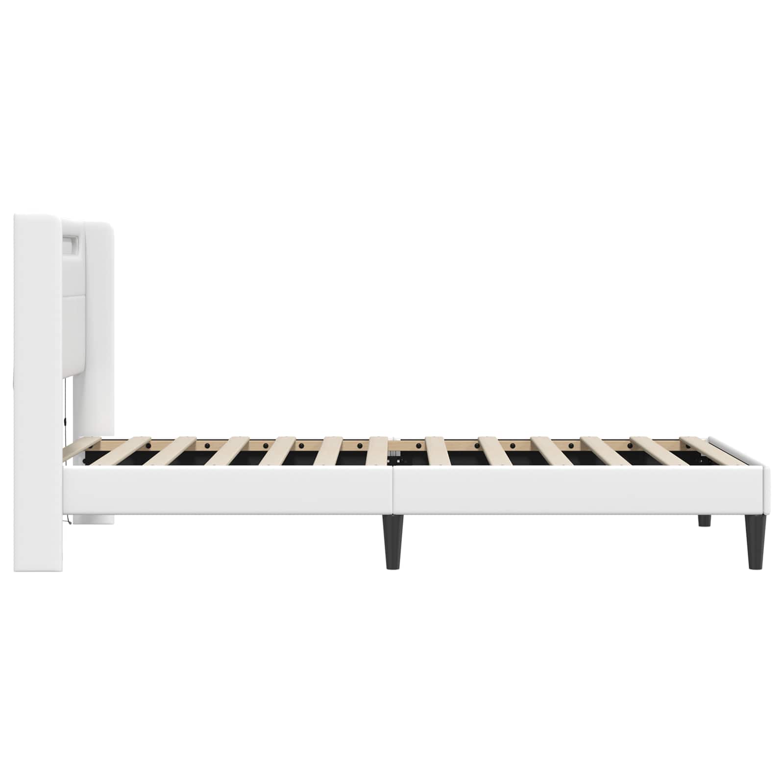 vidaXL Ramka łóżka z paskami LED Biały 90 x 190 cm Ekoskóra