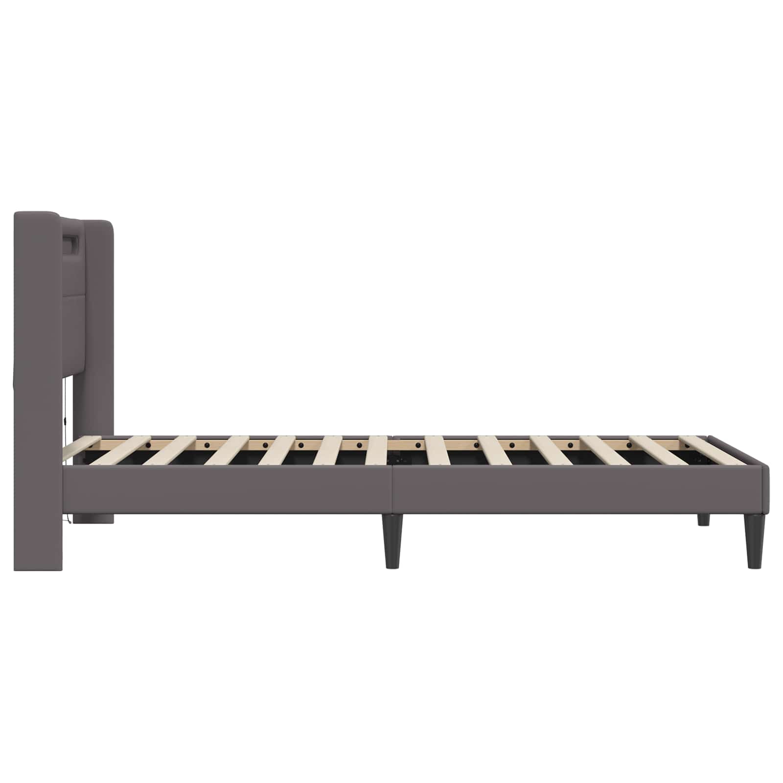 vidaXL Ramka łóżka z paskami LED Szary 100 x 200 cm Ekoskóra