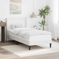 vidaXL Ramka łóżka z paskami LED Biały 100 x 200 cm Ekoskóra