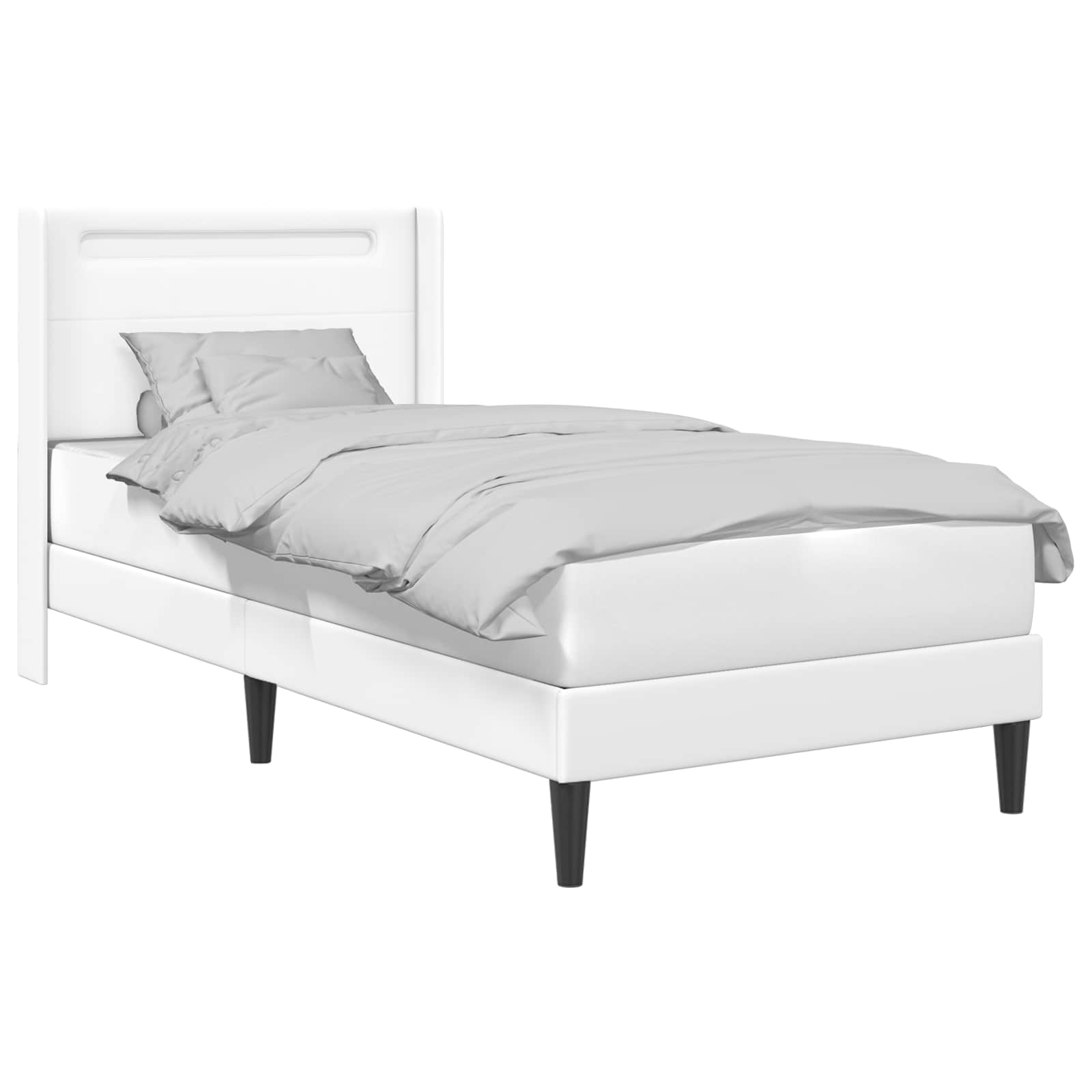 vidaXL Ramka łóżka z paskami LED Biały 100 x 200 cm Ekoskóra