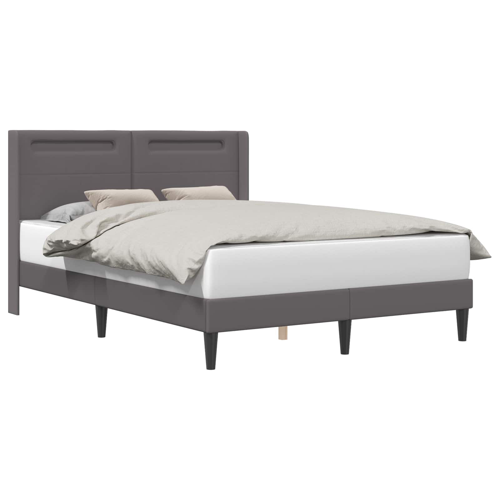 vidaXL Ramka łóżka z paskami LED Szary 120 x 190 cm Ekoskóra