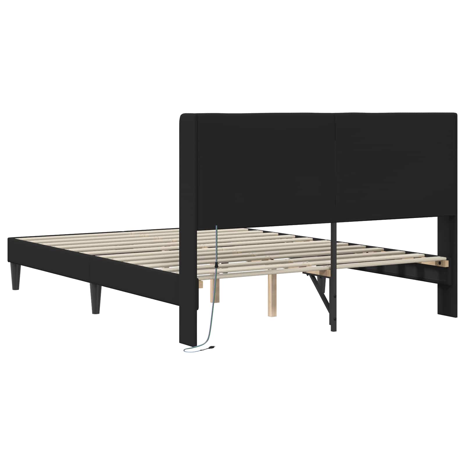 vidaXL Ramka łóżka z paskami LED Czarny 120 x 190 cm Ekoskóra