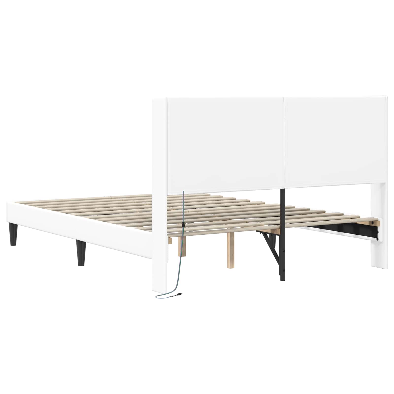 vidaXL Ramka łóżka z paskami LED Biały 120 x 190 cm Ekoskóra