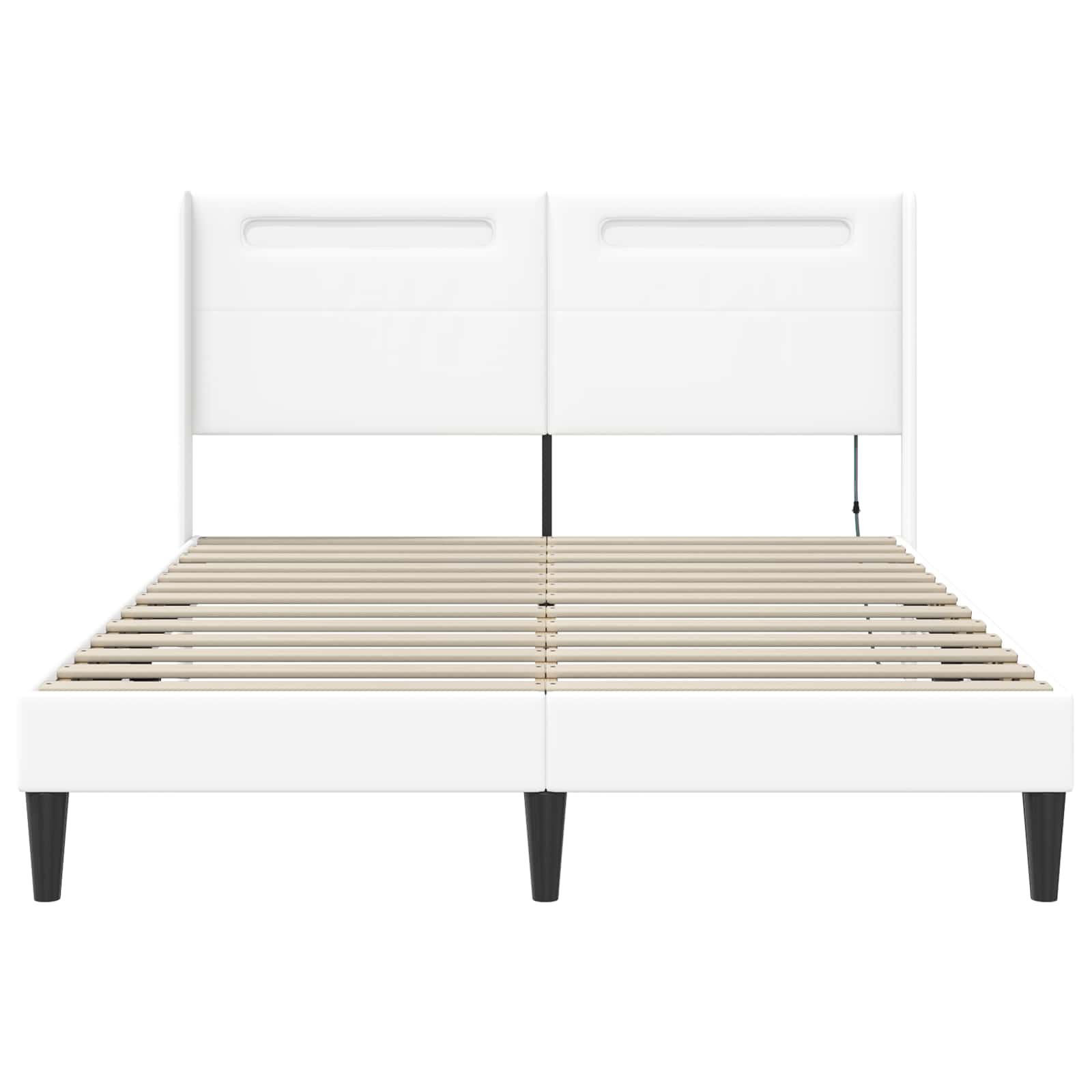 vidaXL Ramka łóżka z paskami LED Biały 120 x 190 cm Ekoskóra