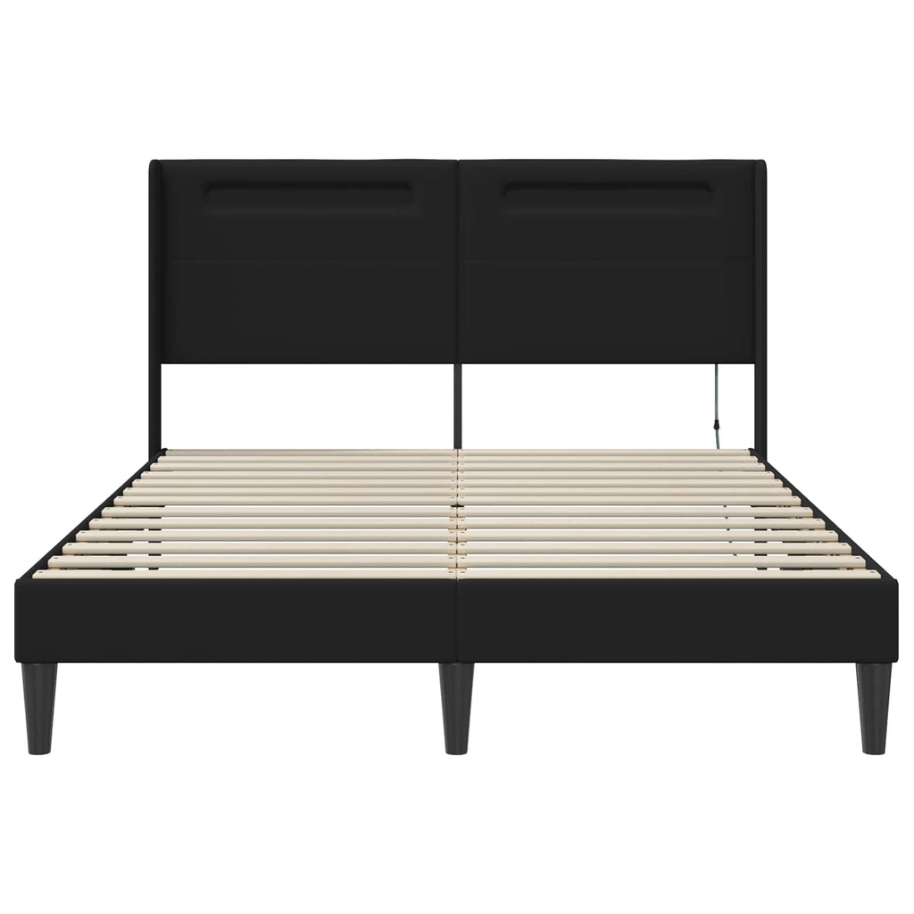 vidaXL Ramka łóżka z paskami LED Czarny 120 x 200 cm Ekoskóra