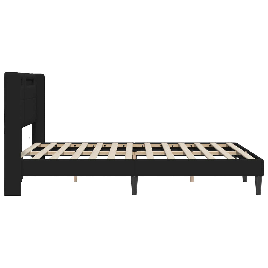 vidaXL Ramka łóżka z paskami LED Czarny 120 x 200 cm Ekoskóra