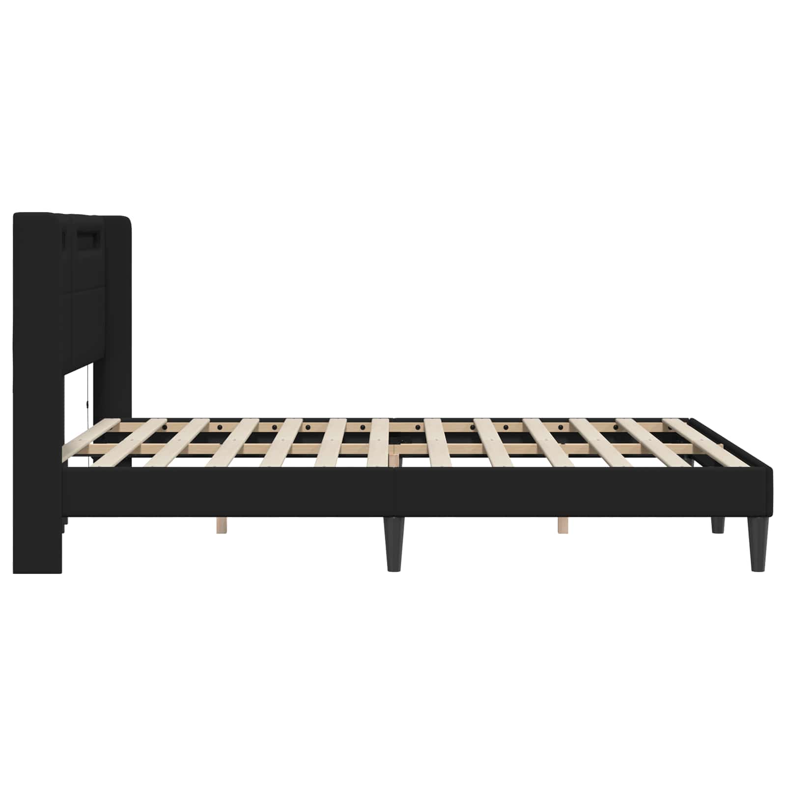 vidaXL Ramka łóżka z paskami LED Czarny 120 x 200 cm Ekoskóra