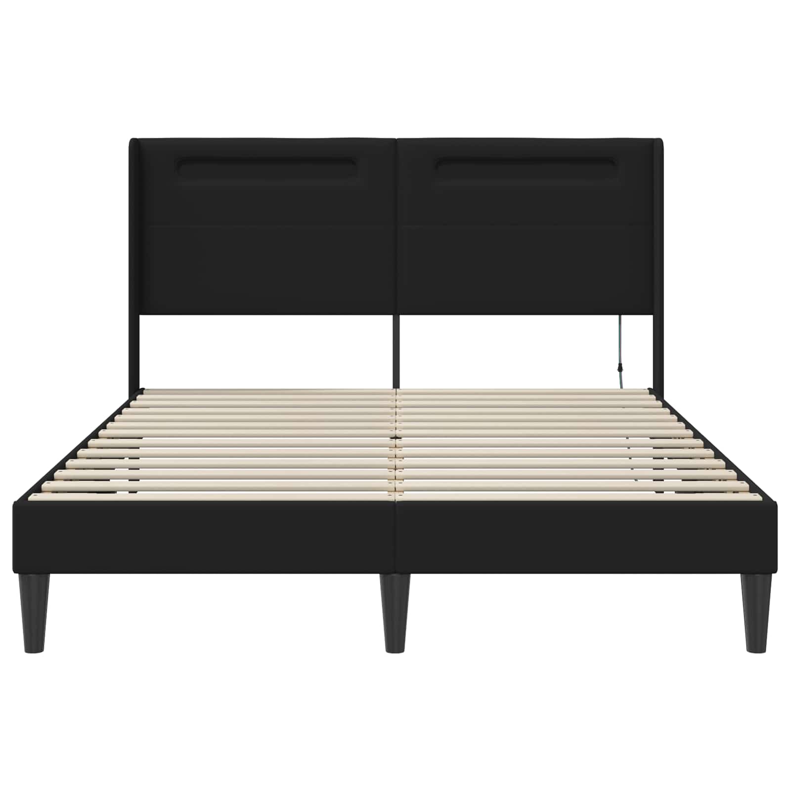 vidaXL Ramka łóżka z paskami LED Czarny 140 x 190 cm Ekoskóra