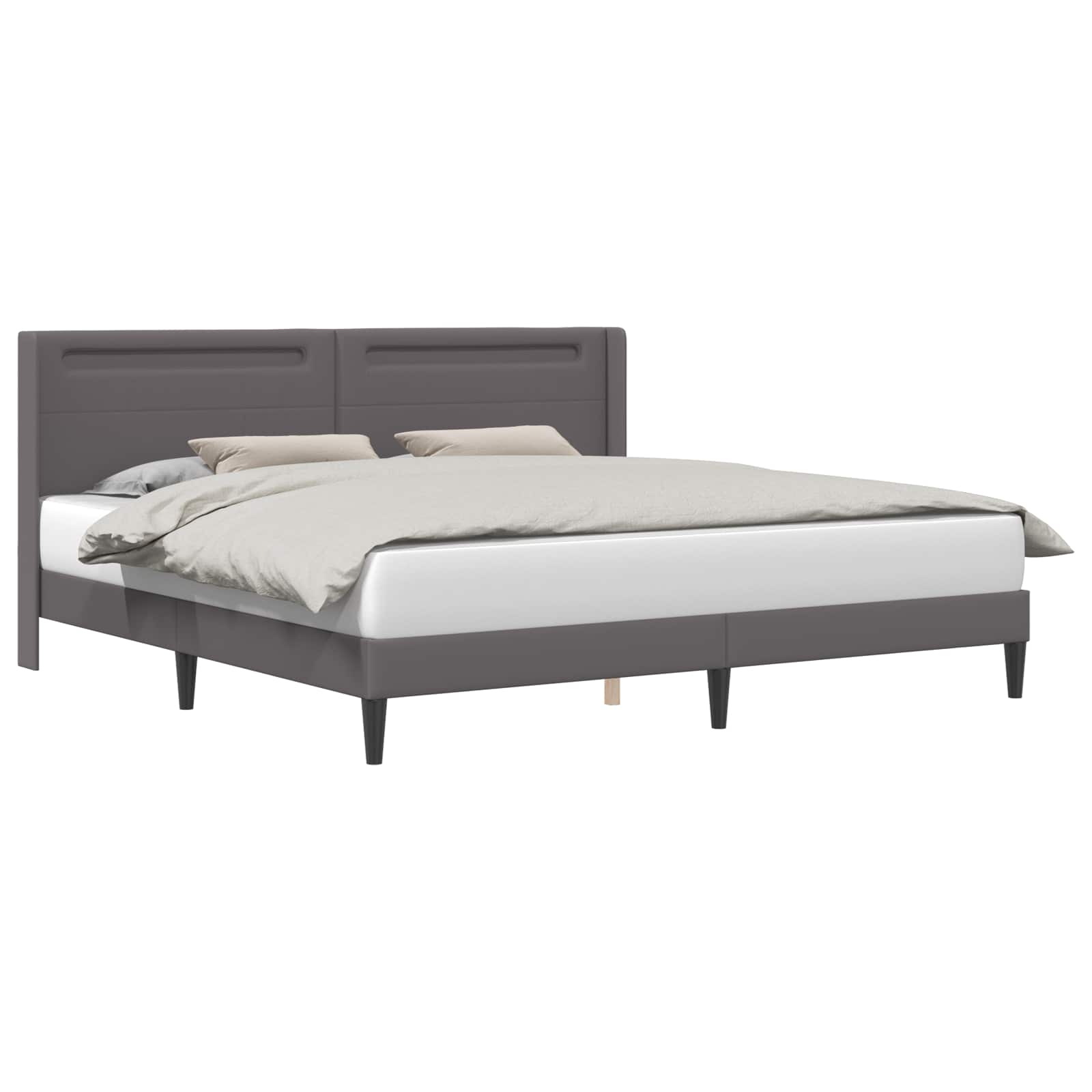 vidaXL Ramka łóżka z paskami LED Szary 180 x 200 cm Ekoskóra