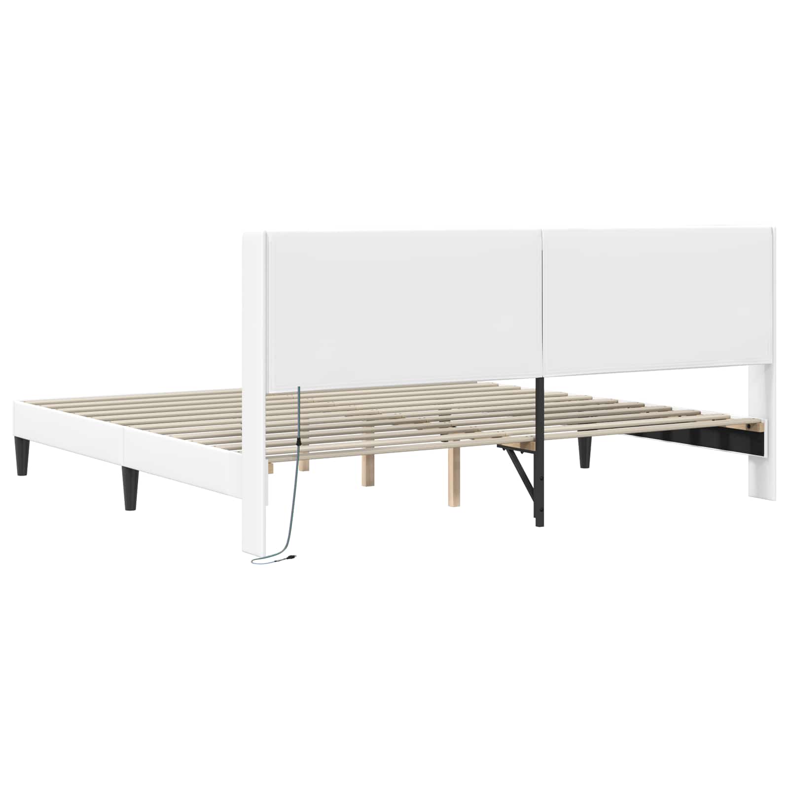 vidaXL Ramka łóżka z paskami LED Biały 180 x 200 cm Ekoskóra