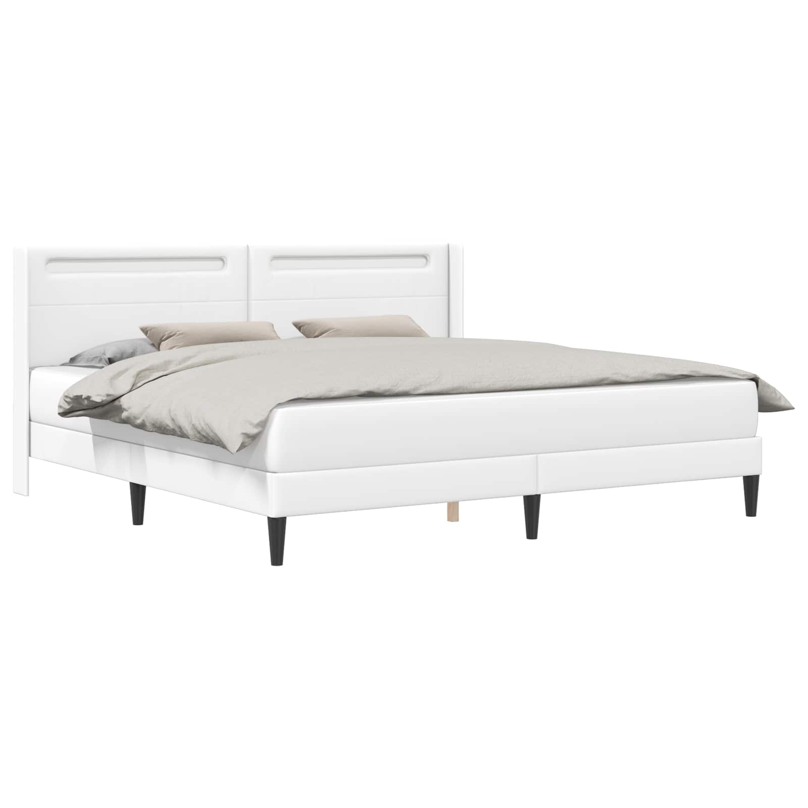 vidaXL Ramka łóżka z paskami LED Biały 180 x 200 cm Ekoskóra