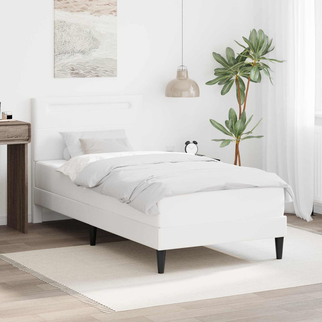 vidaXL Ramka łóżka z paskami LED Biały 80 x 200 cm Ekoskóra
