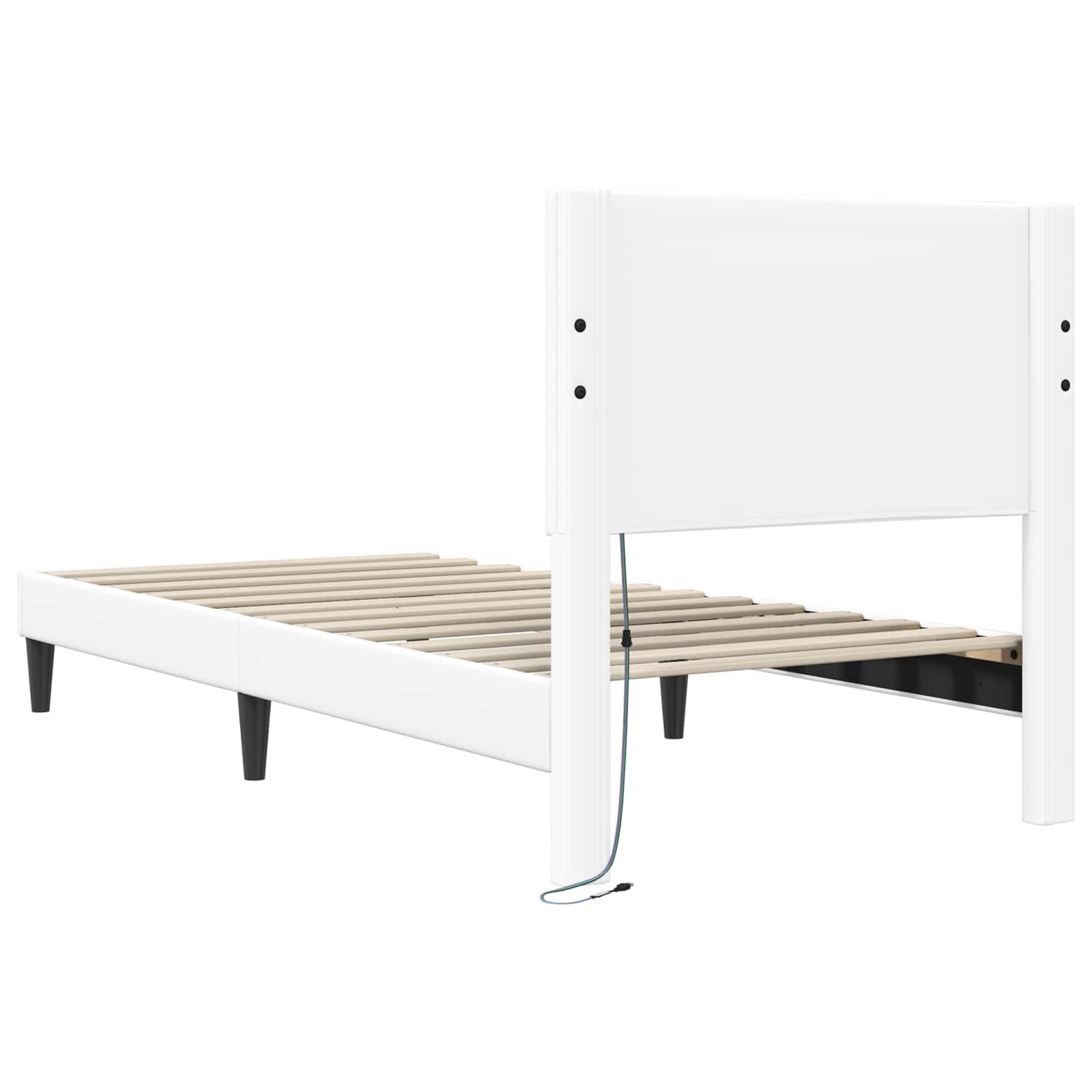 vidaXL Ramka łóżka z paskami LED Biały 80 x 200 cm Ekoskóra