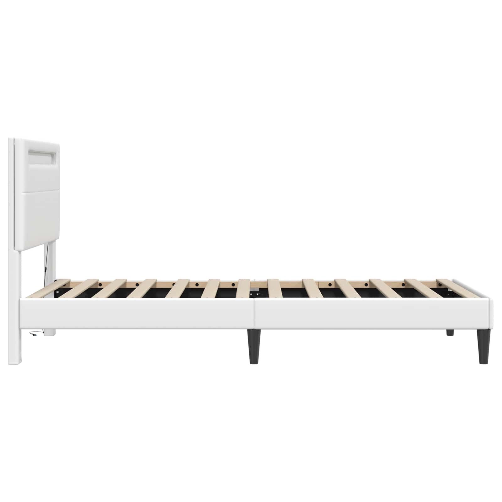 vidaXL Ramka łóżka z paskami LED Biały 90 x 190 cm Ekoskóra
