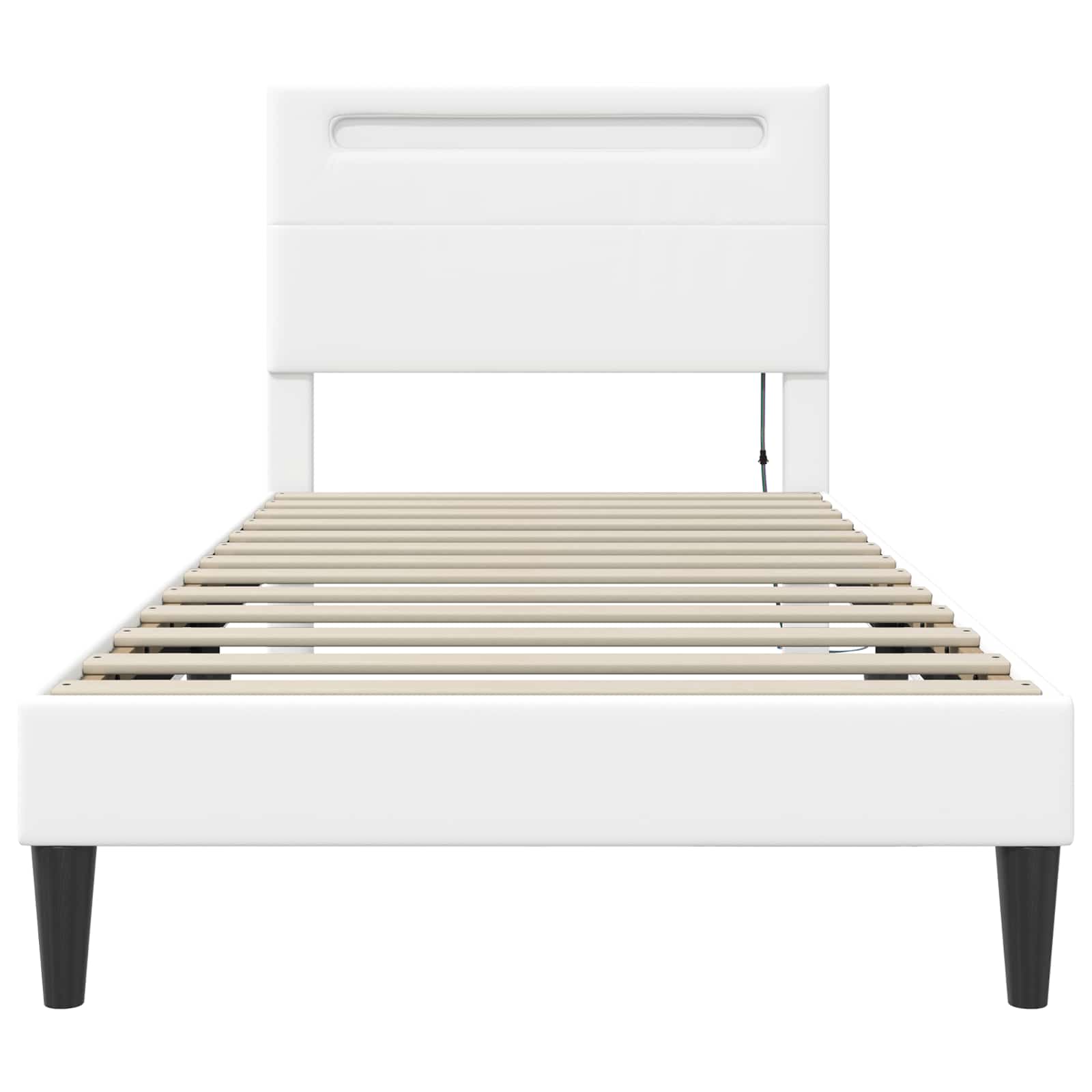vidaXL Ramka łóżka z paskami LED Biały 100 x 200 cm Ekoskóra