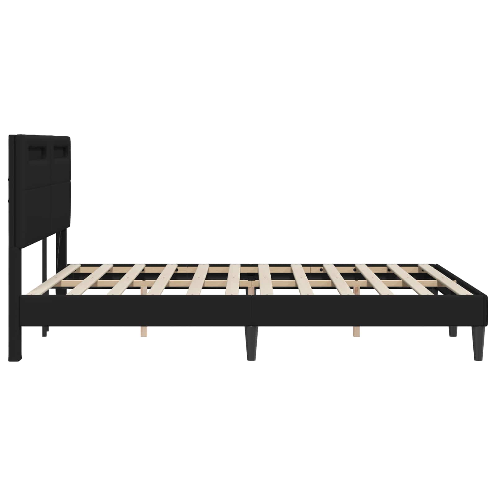 vidaXL Ramka łóżka z paskami LED Czarny 120 x 190 cm Ekoskóra