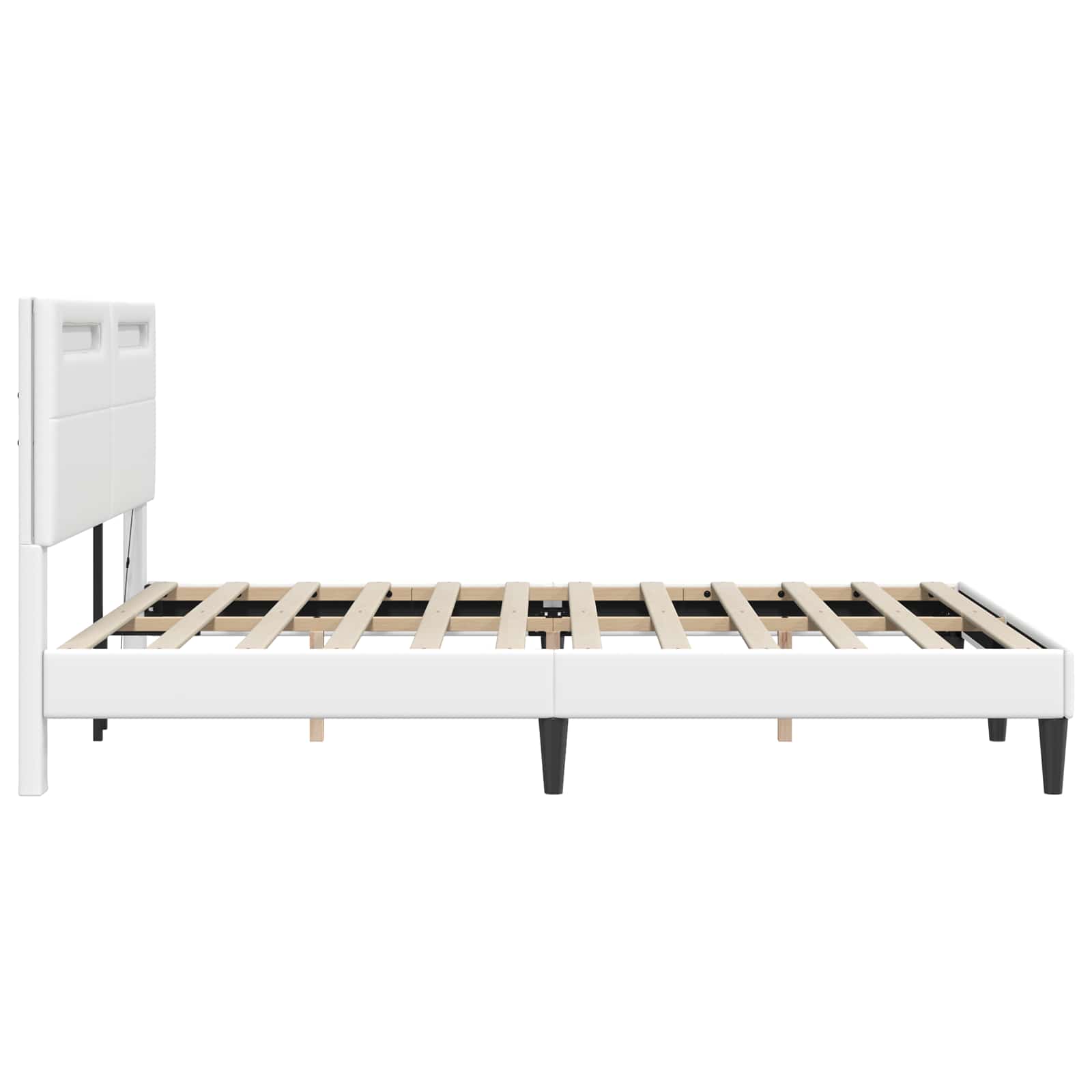 vidaXL Ramka łóżka z paskami LED Biały 120 x 190 cm Ekoskóra