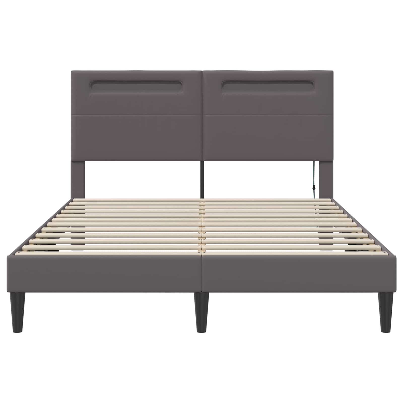 vidaXL Ramka łóżka z paskami LED Szary 120 x 200 cm Ekoskóra