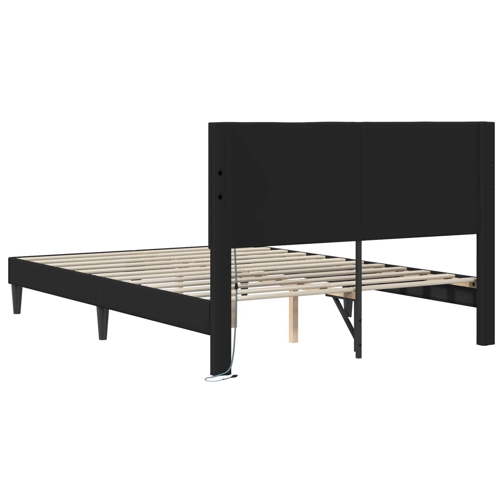 vidaXL Ramka łóżka z paskami LED Czarny 120 x 200 cm Ekoskóra
