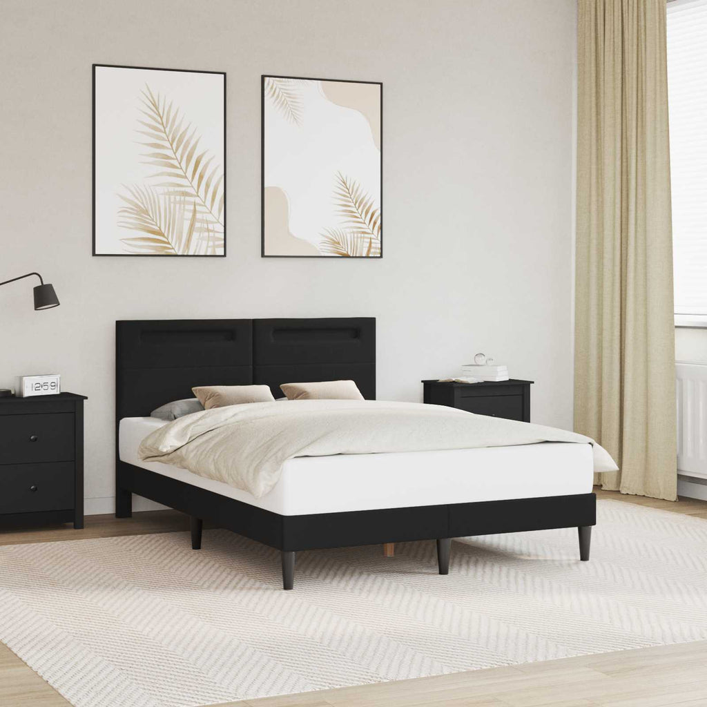 vidaXL Ramka łóżka z paskami LED Czarny 140 x 200 cm Ekoskóra