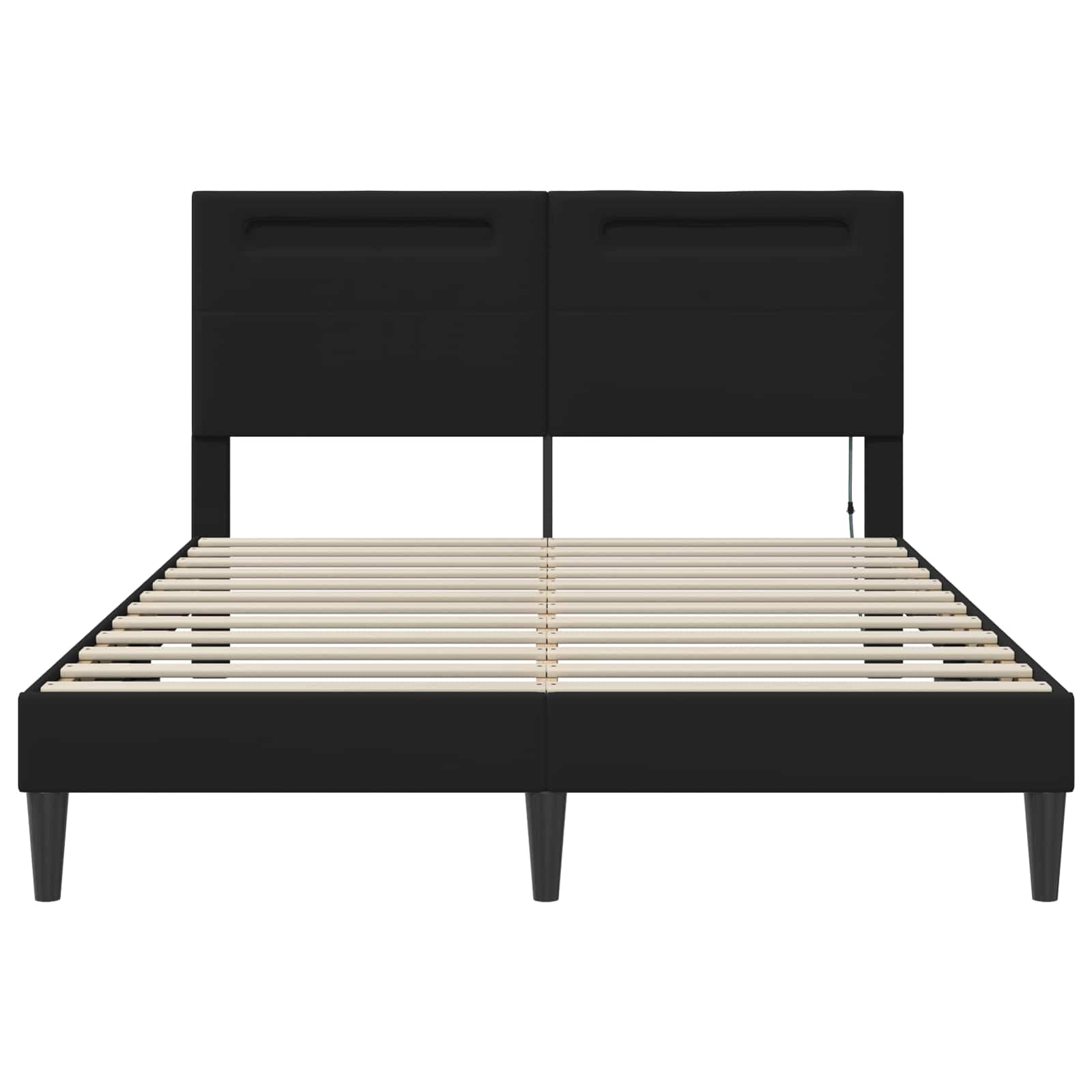 vidaXL Ramka łóżka z paskami LED Czarny 140 x 200 cm Ekoskóra