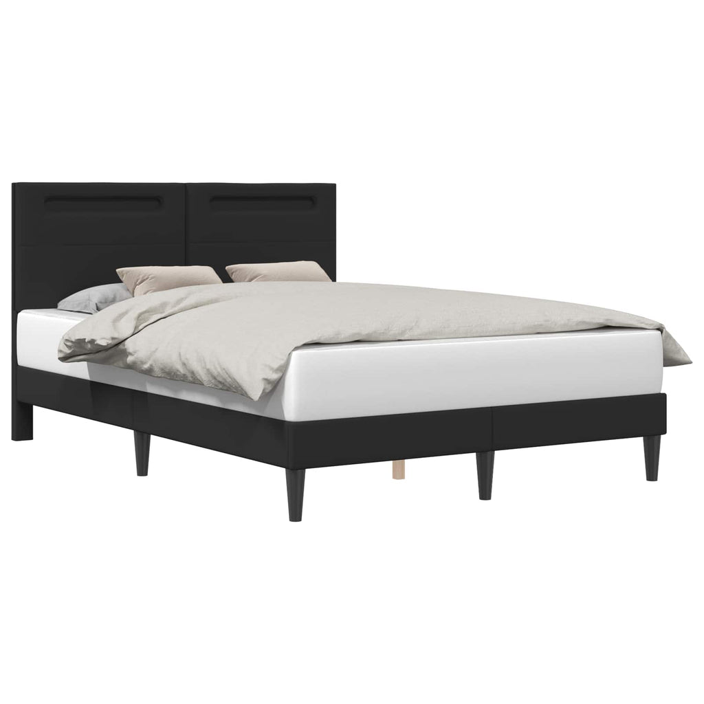 vidaXL Ramka łóżka z paskami LED Czarny 140 x 200 cm Ekoskóra