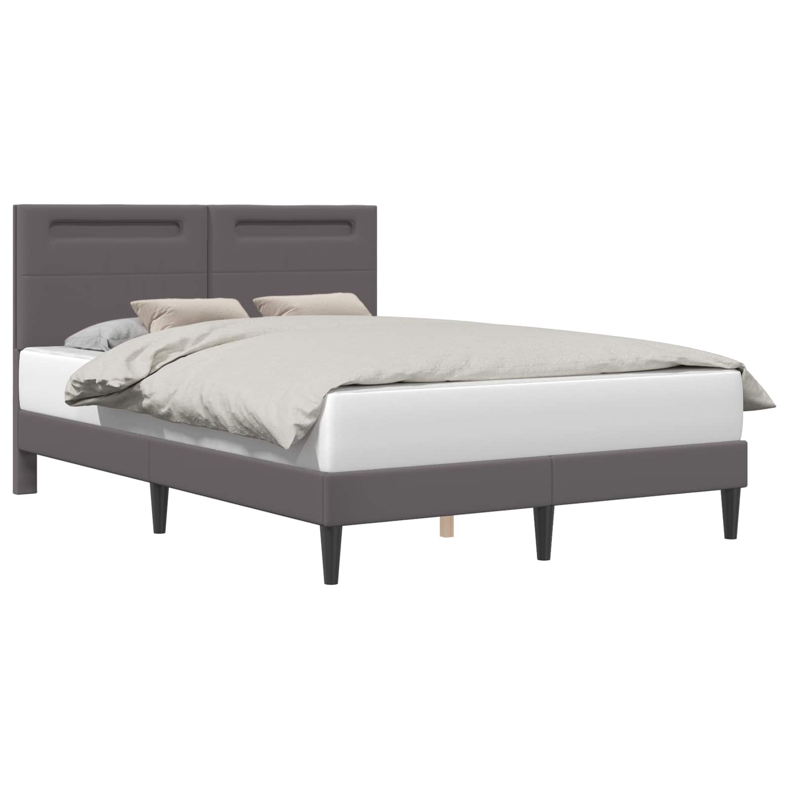 vidaXL Ramka łóżka z paskami LED Szary 160 x 200 cm Ekoskóra