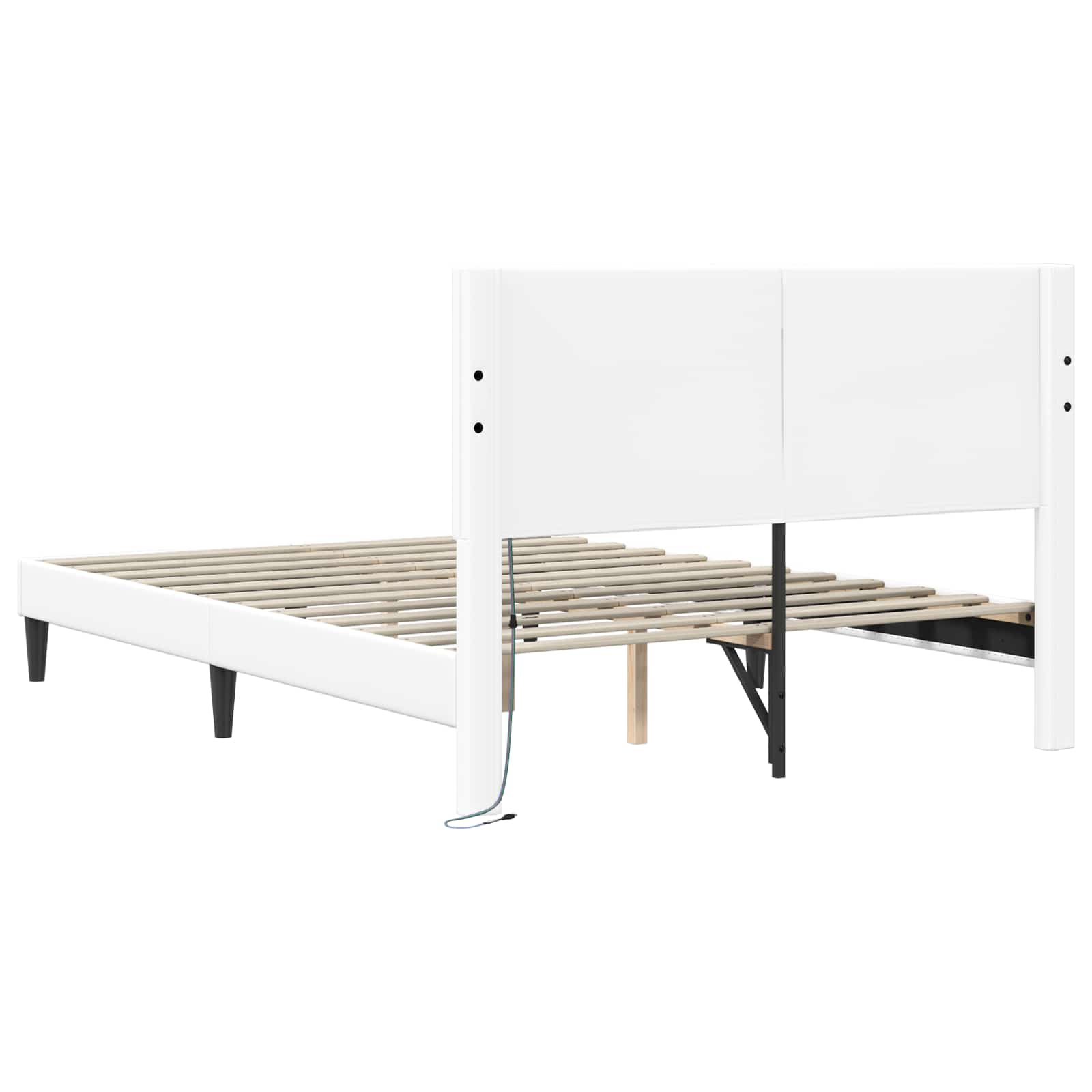 vidaXL Ramka łóżka z paskami LED Biały 160 x 200 cm Ekoskóra