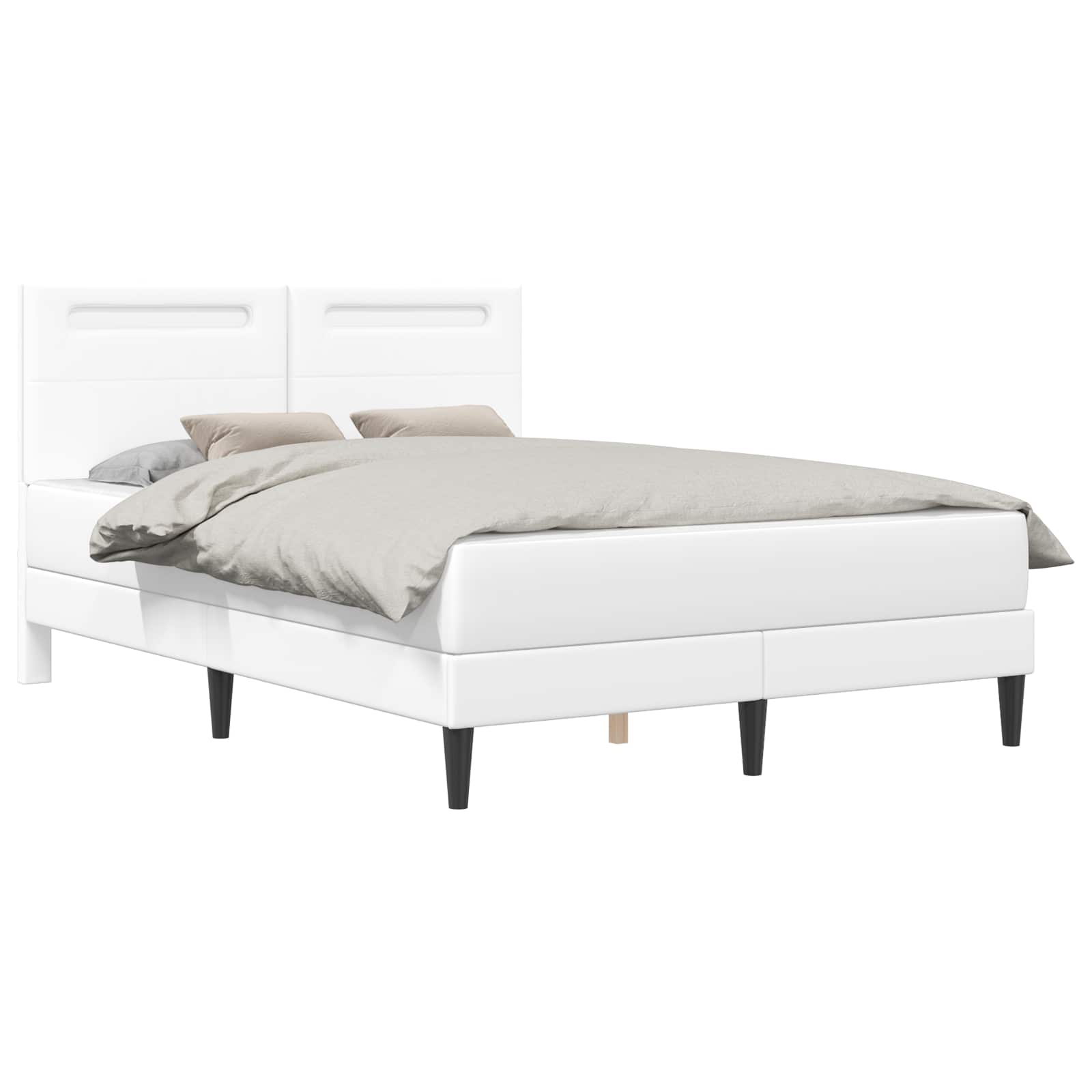 vidaXL Ramka łóżka z paskami LED Biały 160 x 200 cm Ekoskóra
