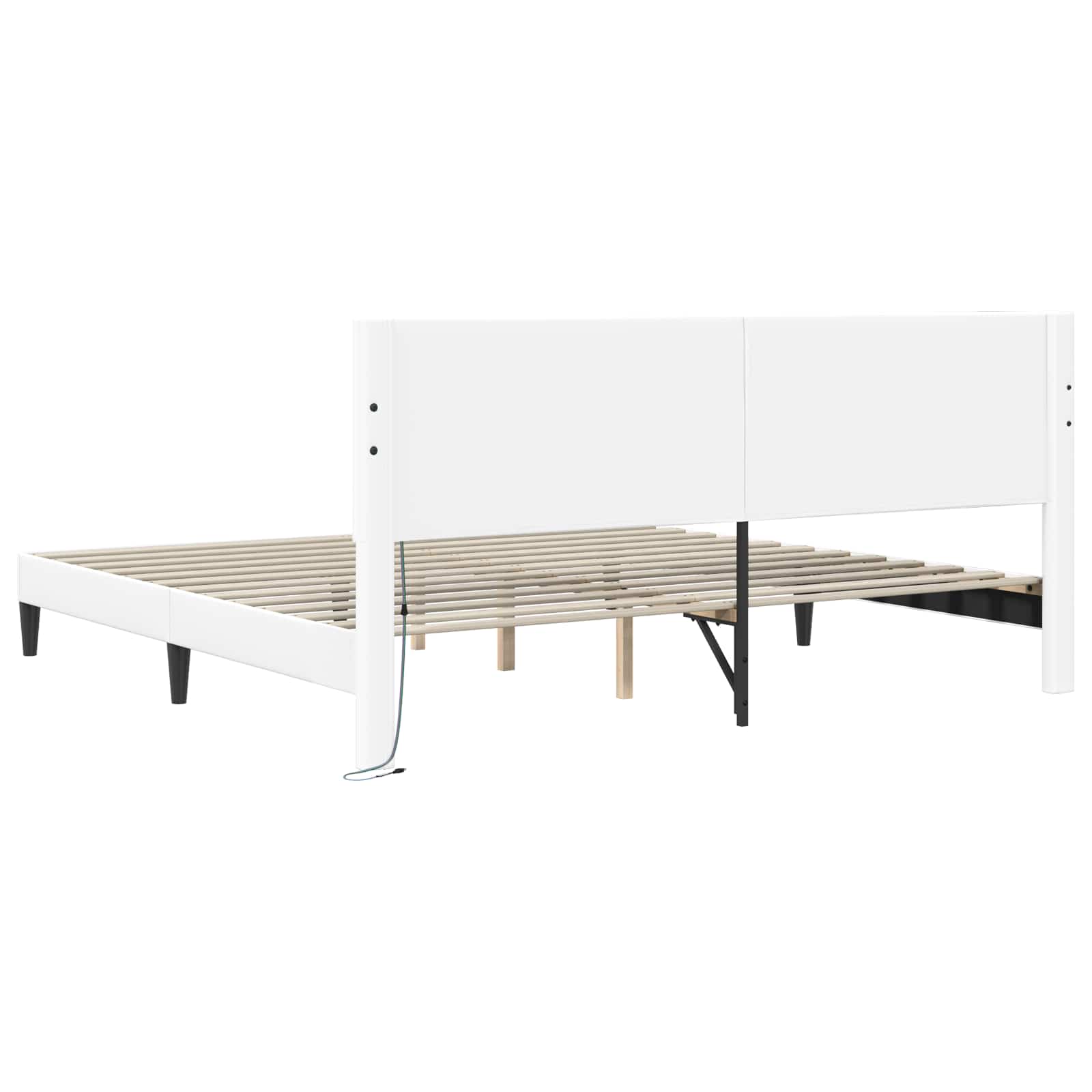 vidaXL Ramka łóżka z paskami LED Biały 180 x 200 cm Ekoskóra