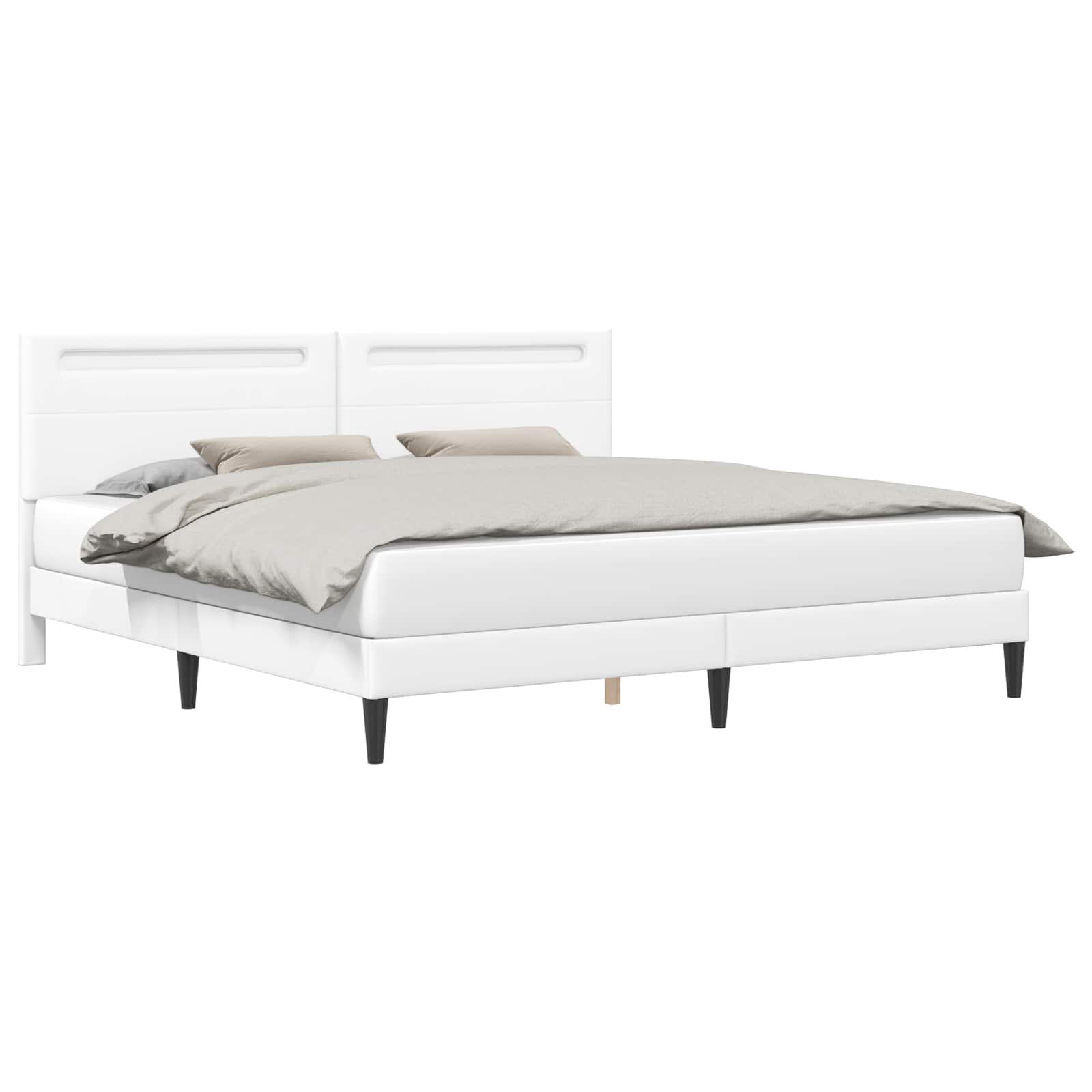 vidaXL Ramka łóżka z paskami LED Biały 180 x 200 cm Ekoskóra