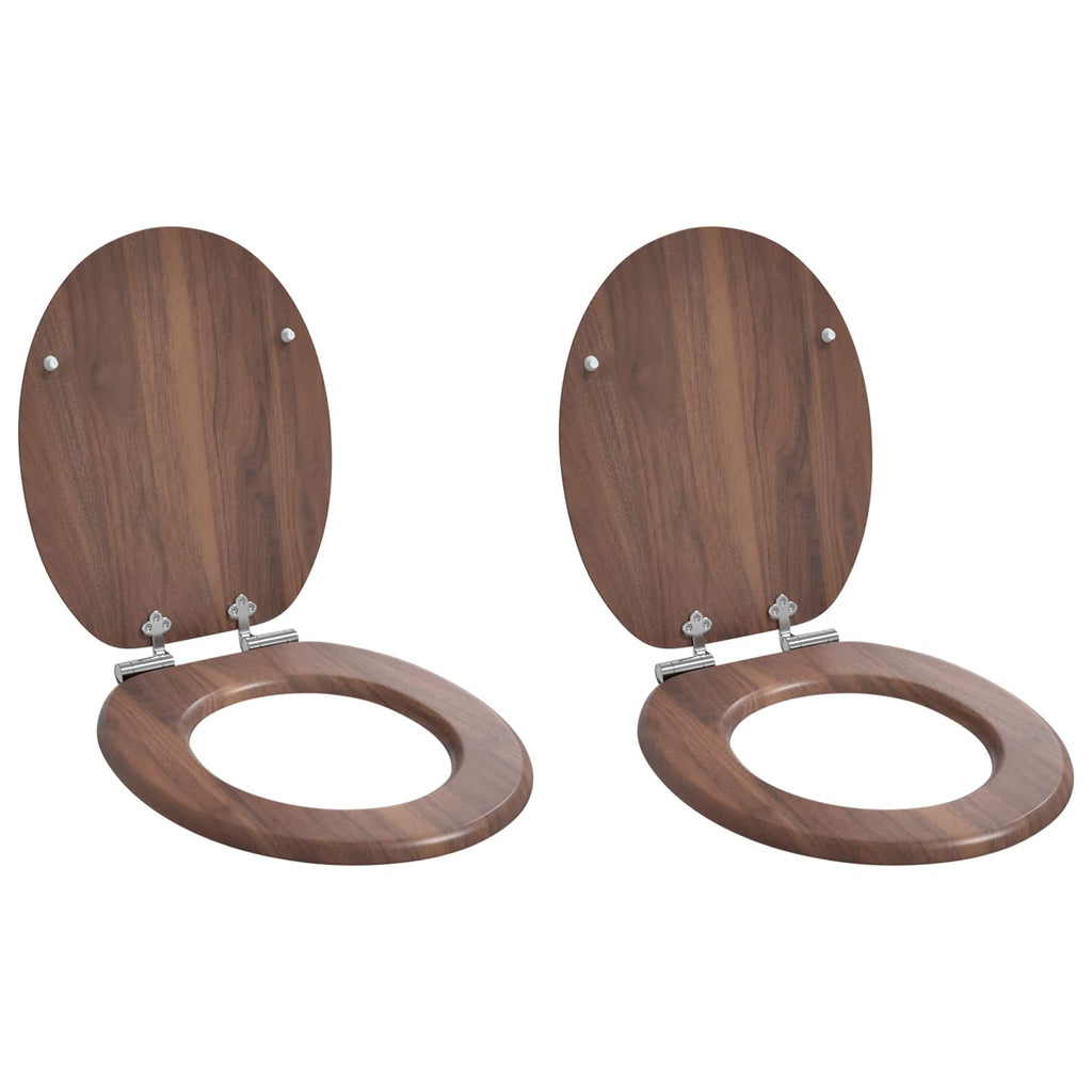 vidaXL Deska toaletowa z samoodblokowaniem 2 pcs Brązowy 44 x 38 cm