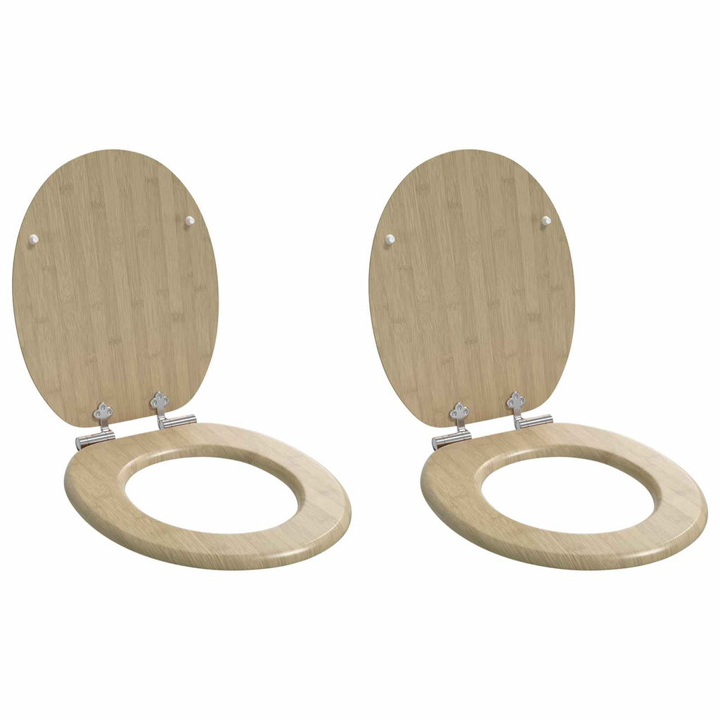 vidaXL Deska toaletowa z samoodblokowaniem 2 pcs Jasny kolor bambusa
