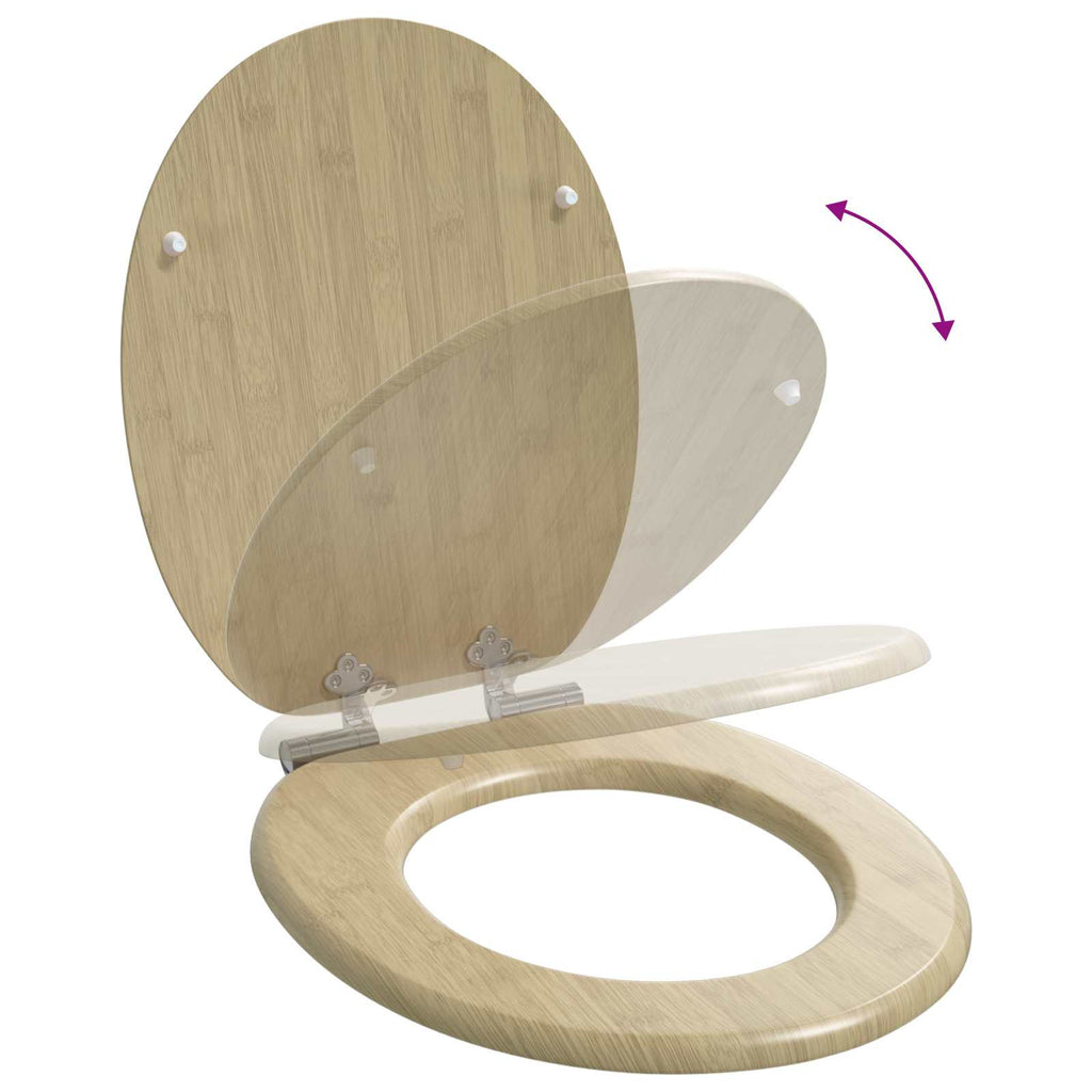 vidaXL Deska toaletowa z samoodblokowaniem 2 pcs Jasny kolor bambusa