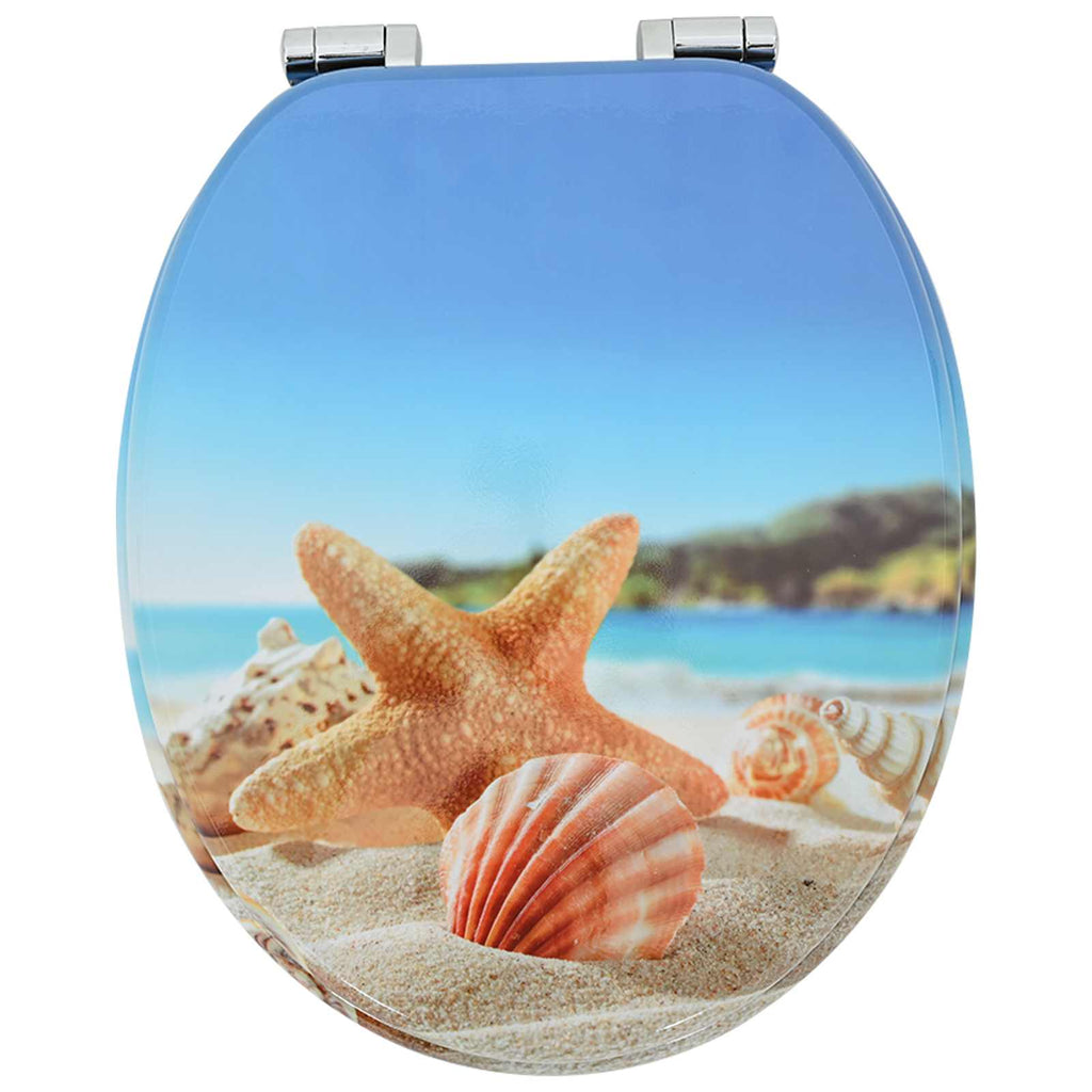 vidaXL Deska toaletowa z samoodblokowaniem 2 pcs Muszelka morska