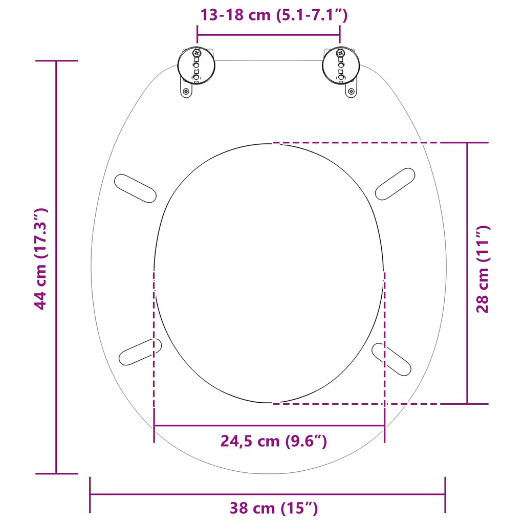 vidaXL Deska toaletowa z samoodblokowaniem 2 pcs Szary 44 x 38 cm