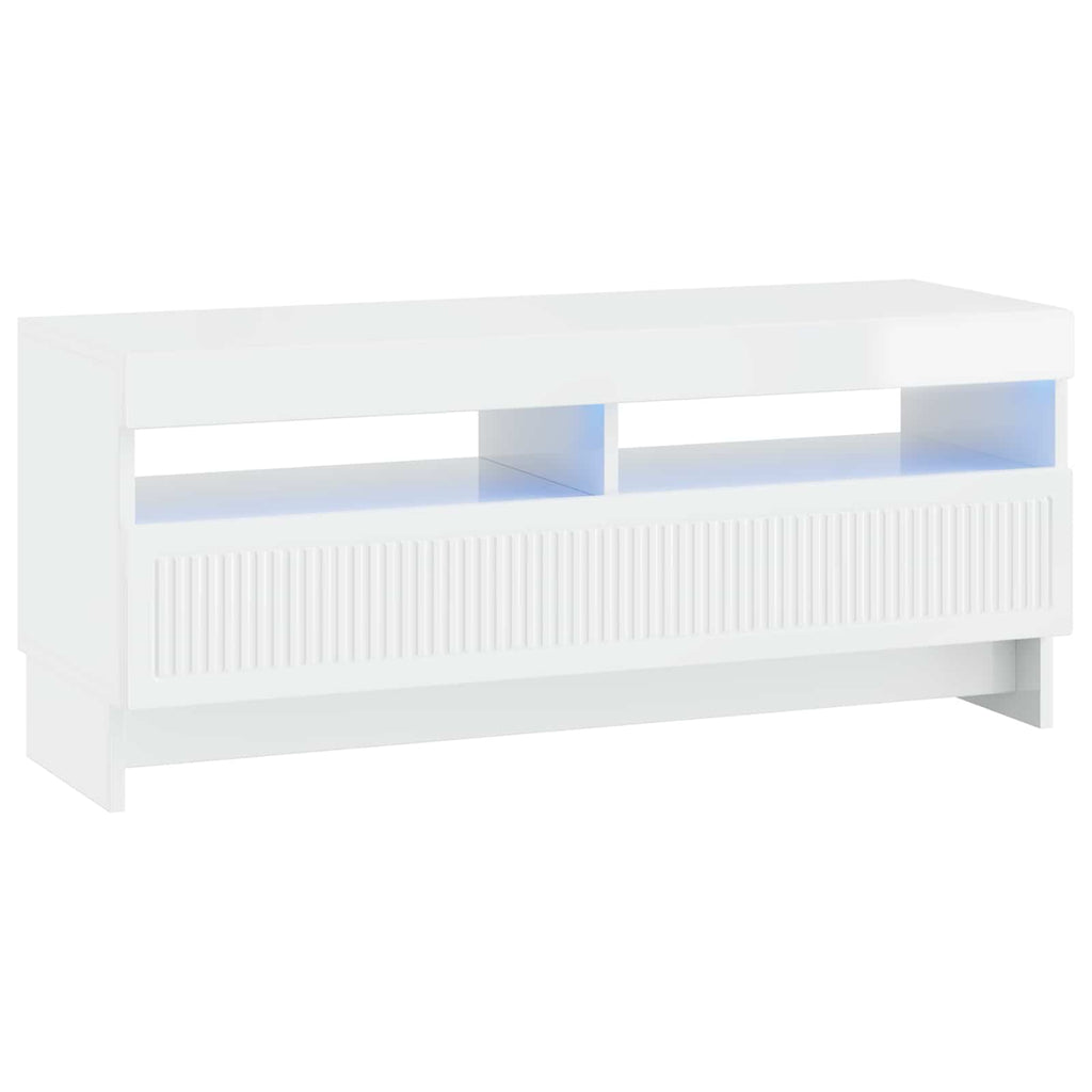 vidaXL 5-częściowa szafka RTV z LED Biały wysoki połysk